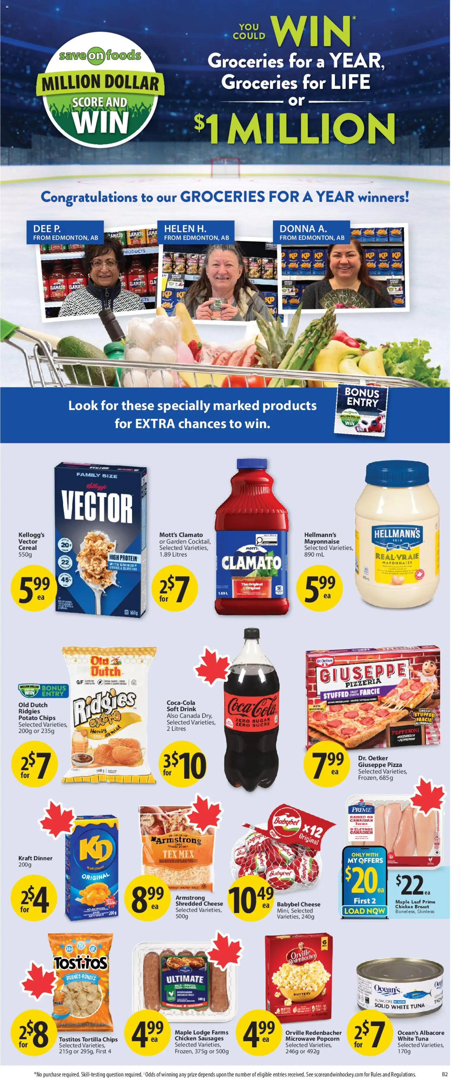 Save on foods flyer valid from 12.02.2026 | Page: 28 | Products: Chips, Cheese, Pizza, Chicken