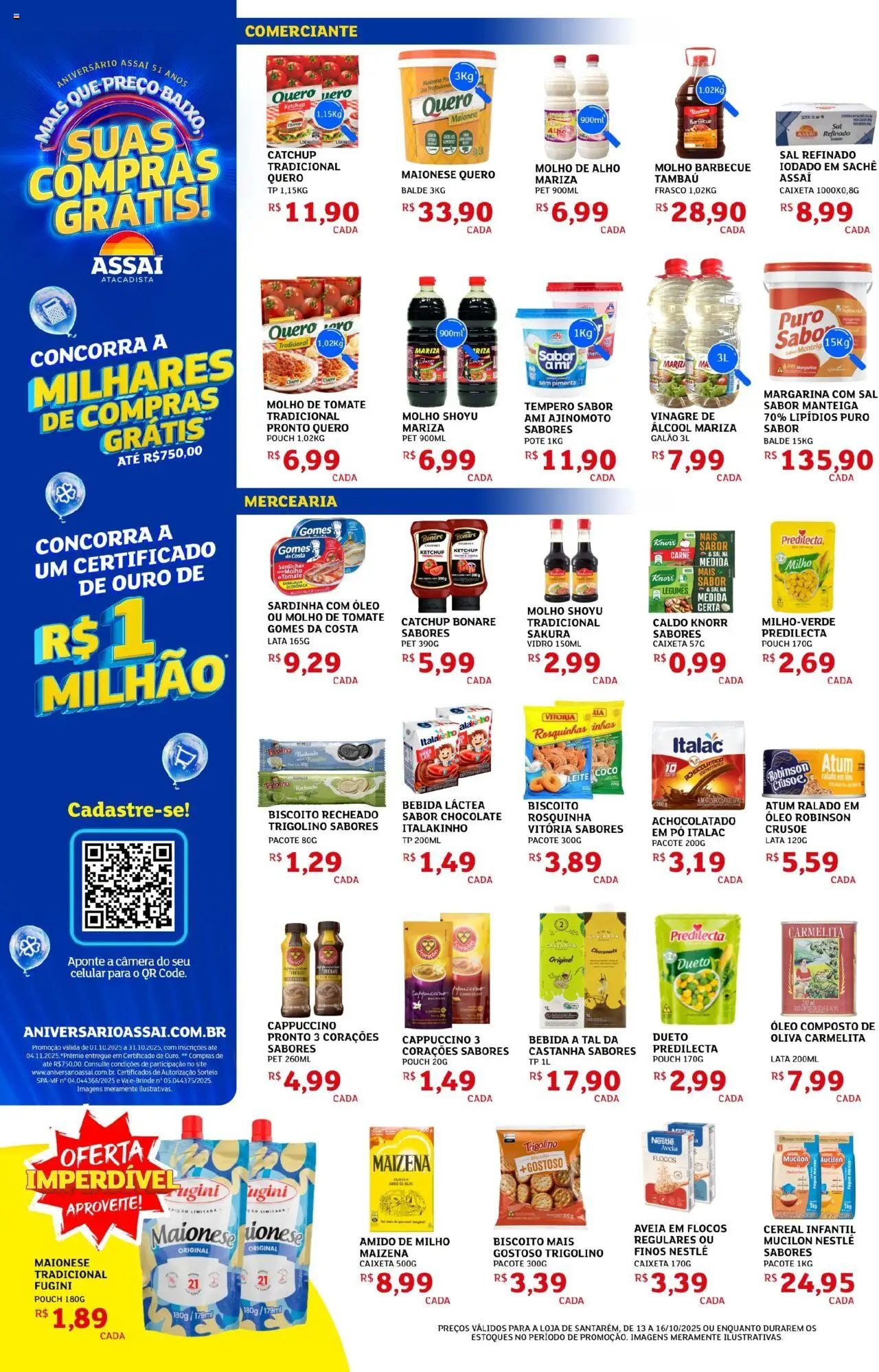 Assaí Atacadista Folheto - válido de 13.10.2025 | Página: 2 | Produtos: Biscoito, Gomes da costa, Aveia, Biscoito recheado
