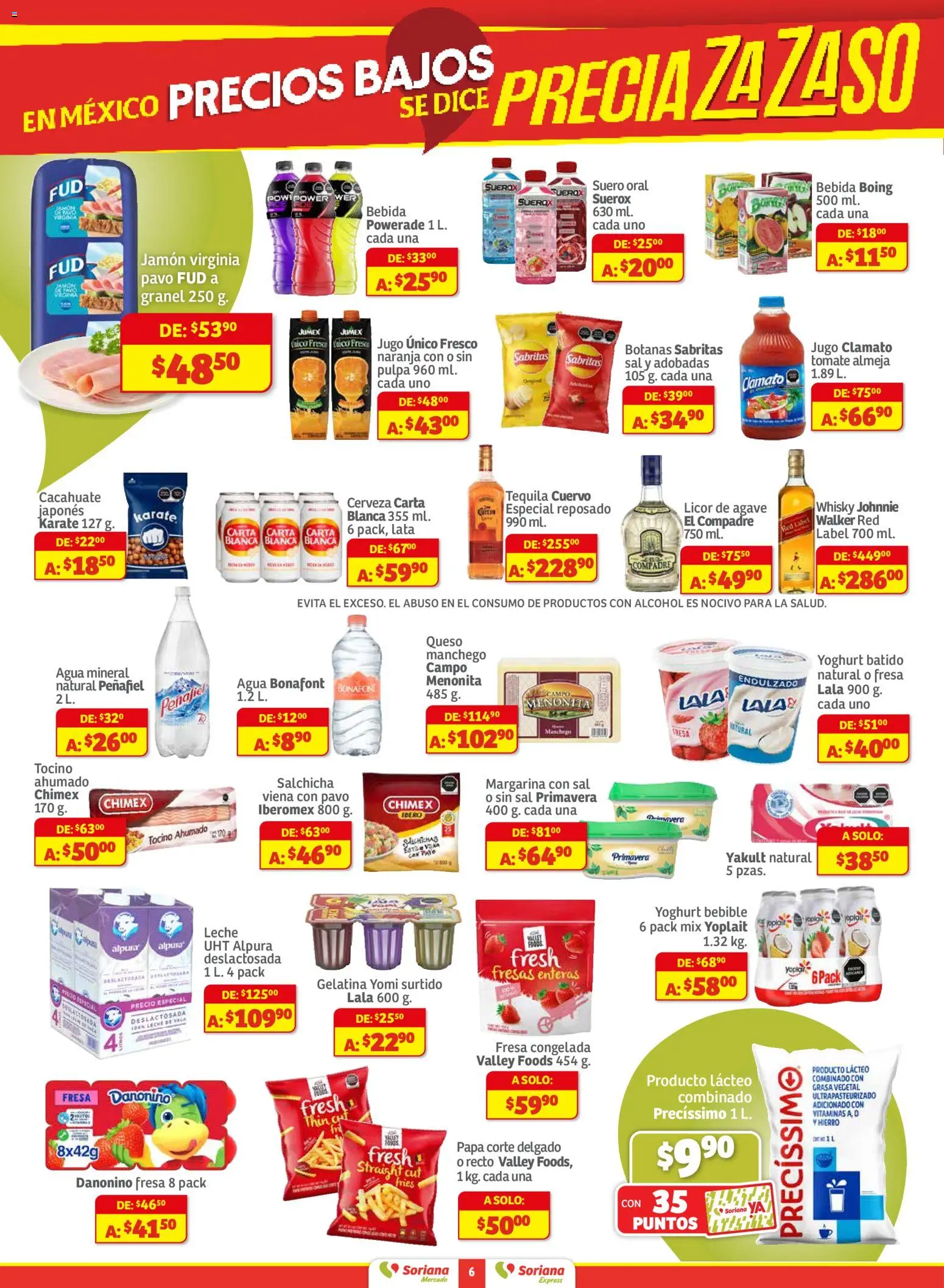 Nuevas ofertas de Soriana válidas en toda la República Mexicana desde el 13.11.2025. ¡Encuentra las mejores ofertas en Soriana - Pesito Valedor Mercado: Edo Mex, Valle De México, Gro, Hgo, Mor, Pue, Qto, Tlax, Ver! | Página: 6 | Productos: Gelatina, Sal, Cerveza, Fresas