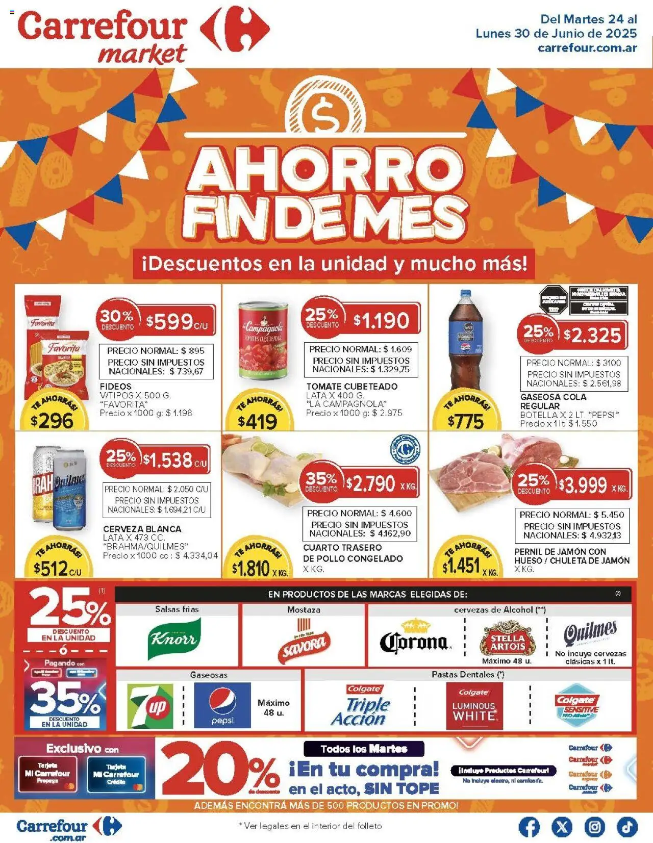 Carrefour ofertas │ válido desde el 24.06.2025 | Página: 32 | Productos: Botella, Tomate, Té, Fideos