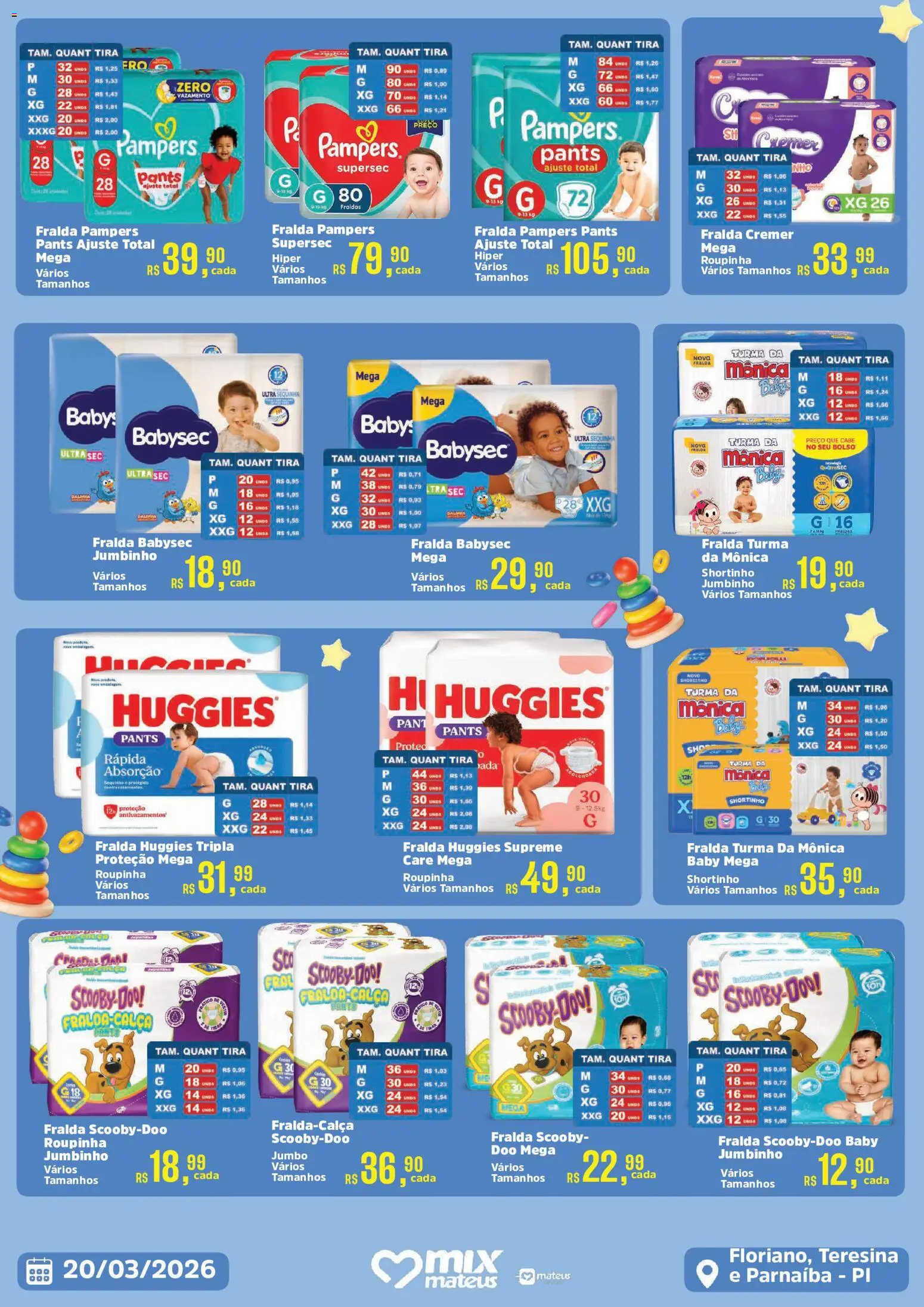 Mateus Folheto - válido de 20.03.2026 | Página: 2 | Produtos: Fralda pampers, Pampers, Calça, Fraldas