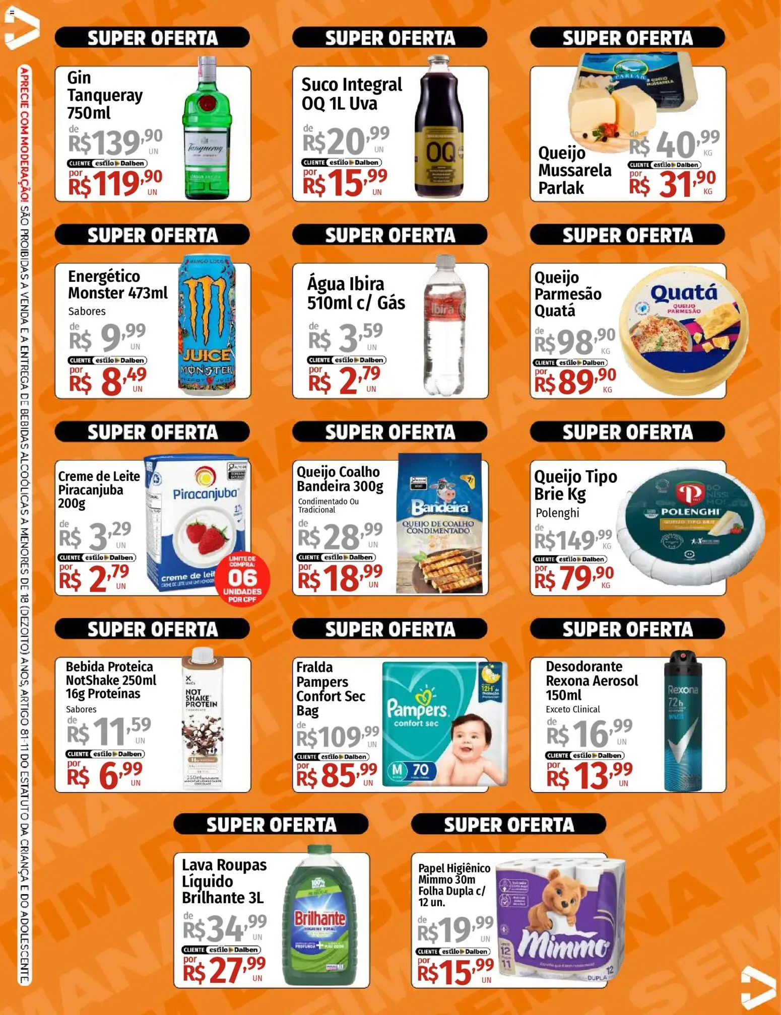 Supermercado Dalben Folheto - válido de 23.01.2026 | Página: 2 | Produtos: Parmesão, Queijo coalho, Monster, Papel higiênico