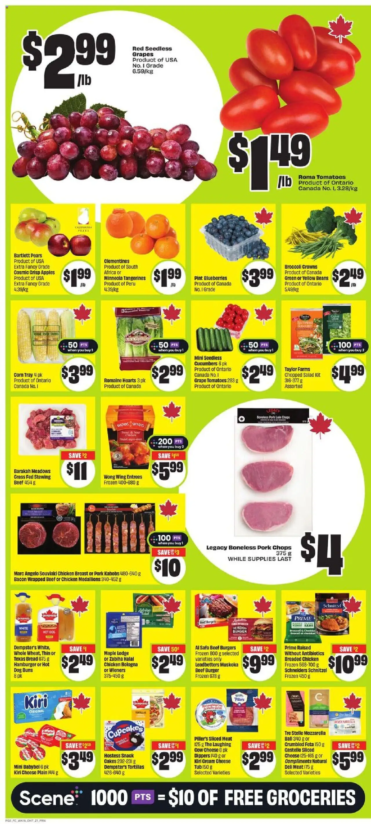 FreshCo flyer valid from 14.08.2025 | Page: 4 | Products: Tangerines, Cream, Bread, Tomatoes
