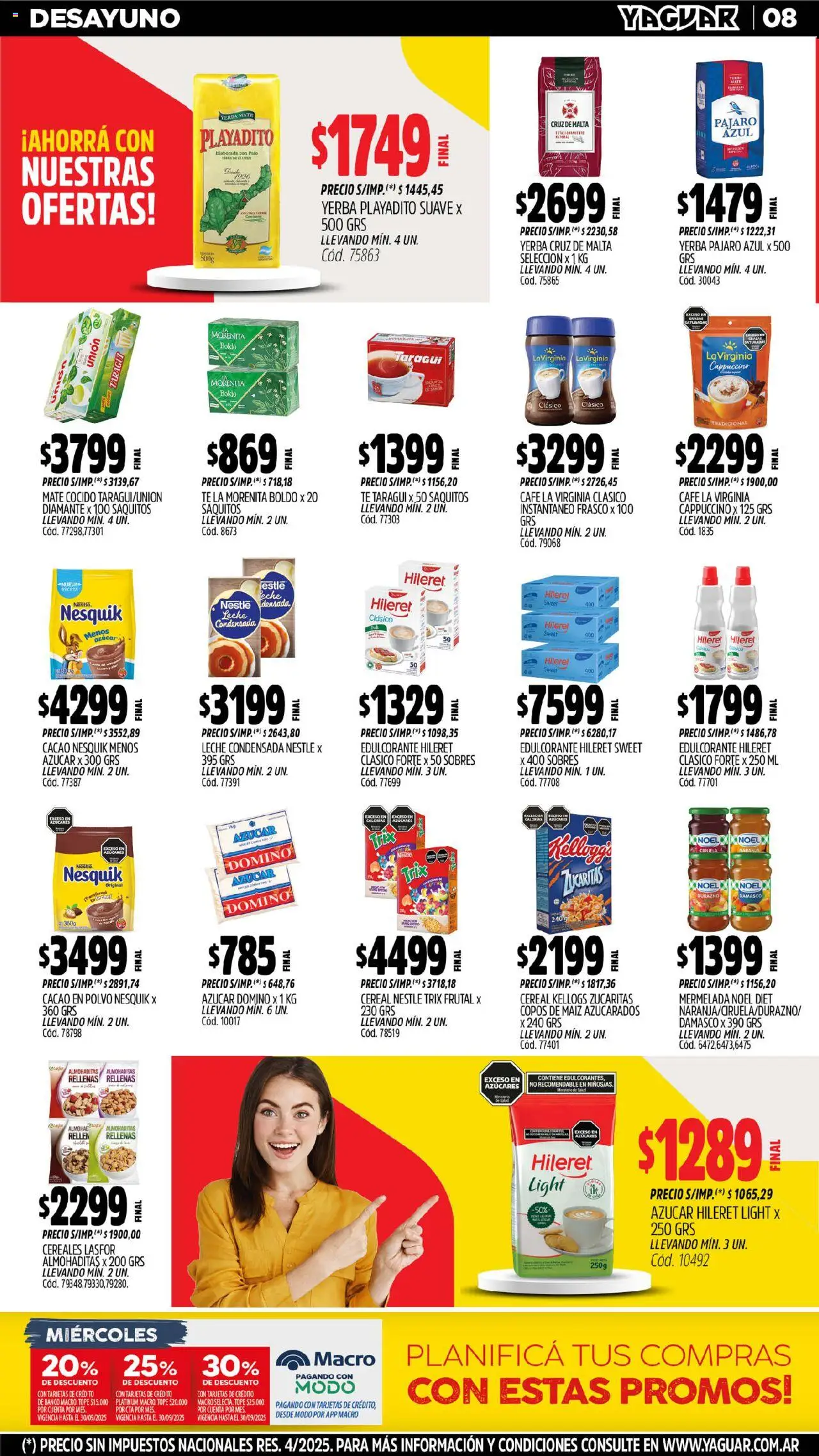 Yaguar - Salta │ válido desde el 15.09.2025 | Página: 8 | Productos: Yerba, Durazno, Leche, Mermelada
