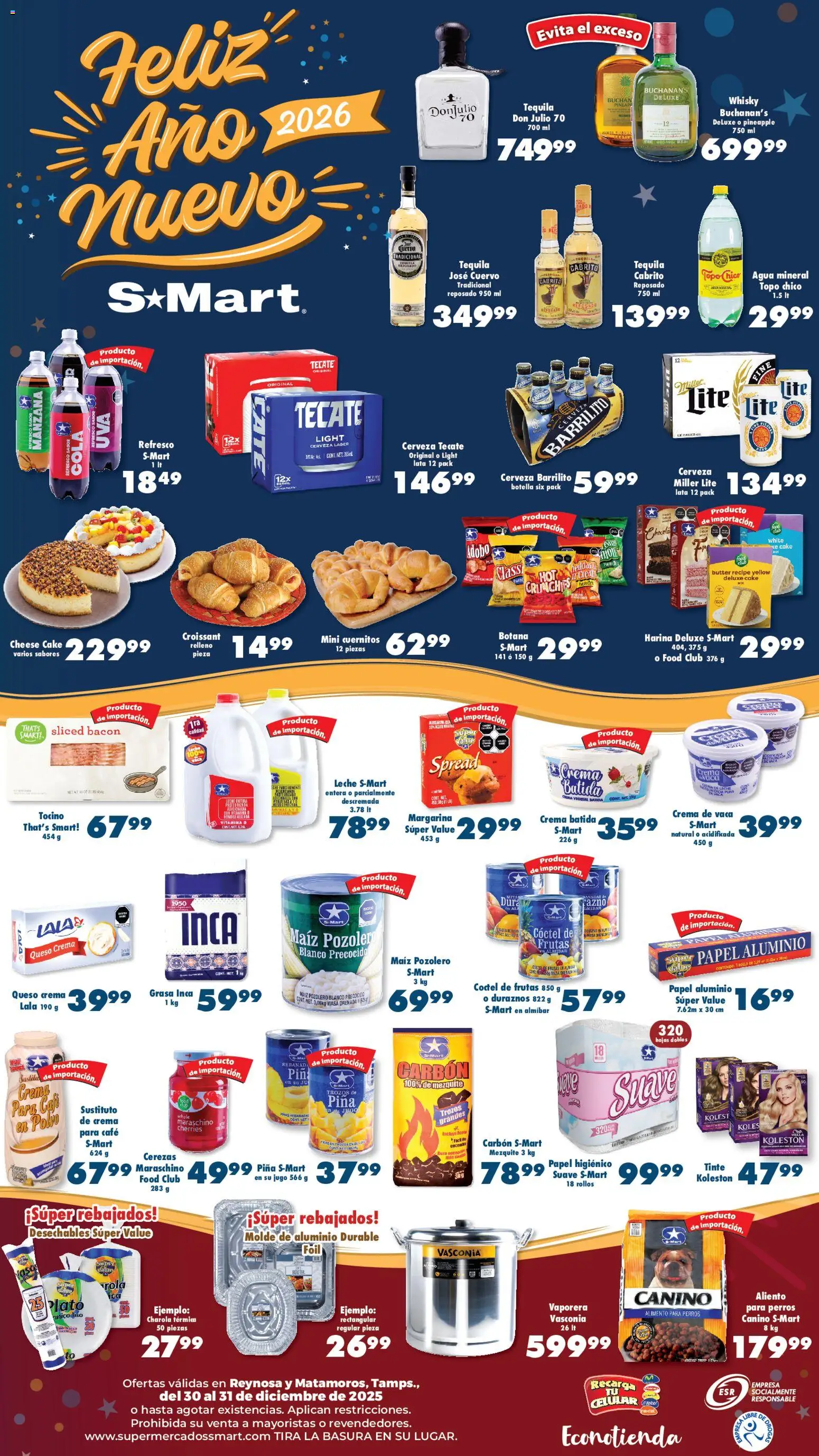 Nuevas ofertas de S-Mart válidas en toda la República Mexicana desde el 30.12.2025. ¡Encuentra las mejores ofertas en S-Mart folleto Reynosa! | Página: 2 | Productos: Leche, Queso, Molde, Vasos