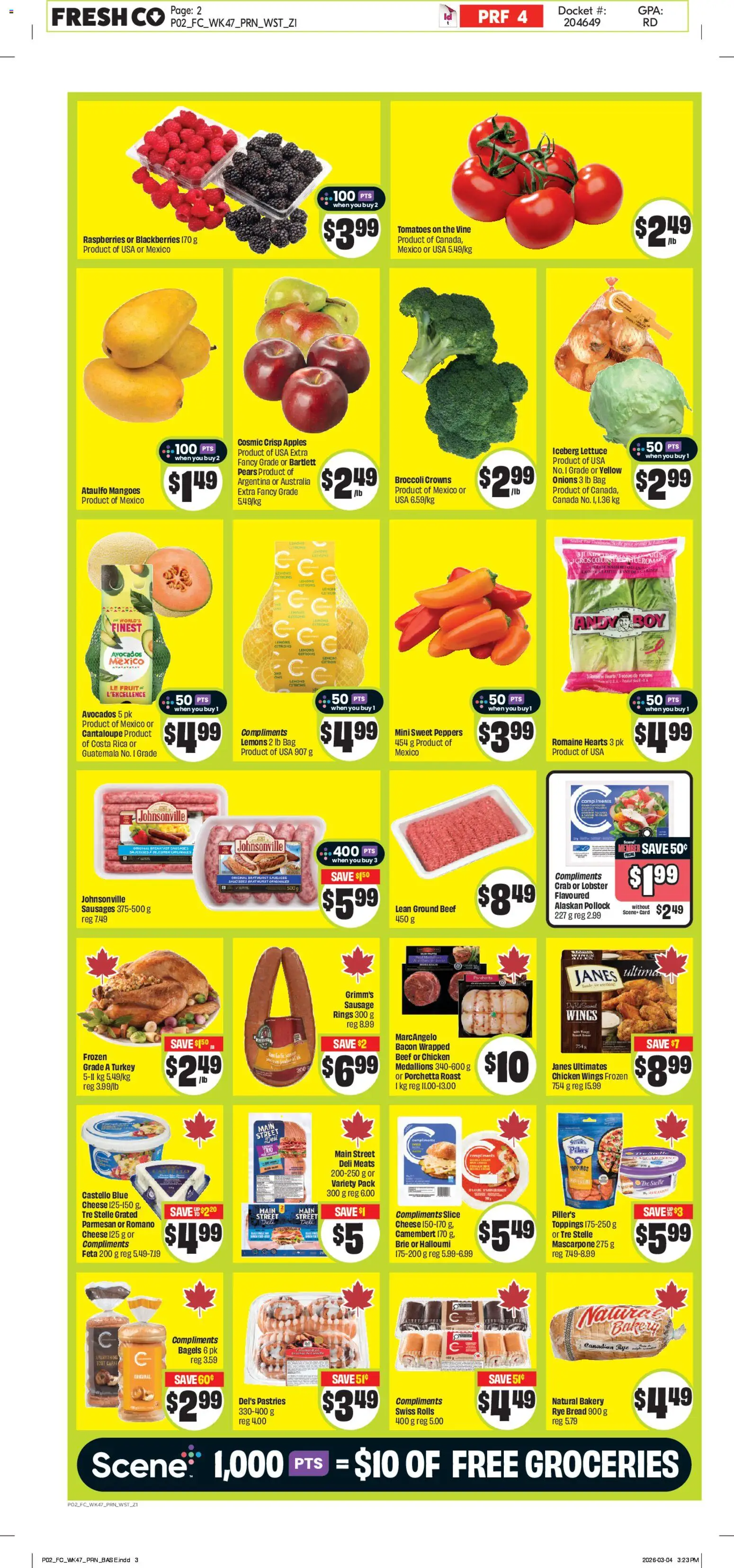 FreshCo flyer valid from 19.03.2026 | Page: 3 | Products: Chicken wings, Bag, Chicken, Apples