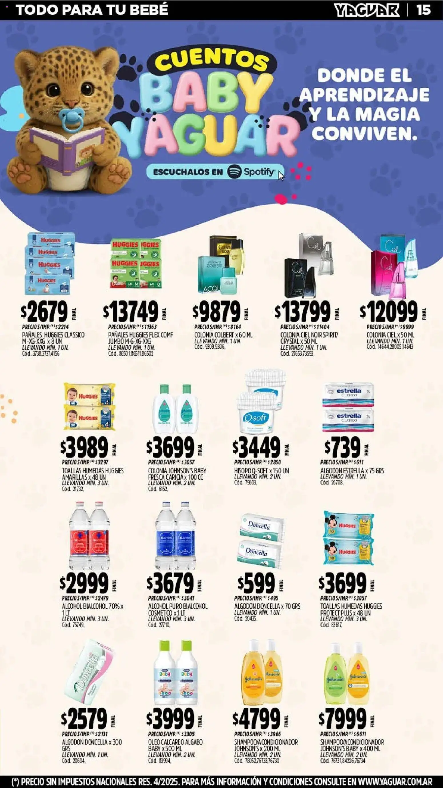 Yaguar - Oferta Semanal Jujuy │ válido desde el 26.01.2026 | Página: 15 | Productos: Algodón, Toallas, Pañales