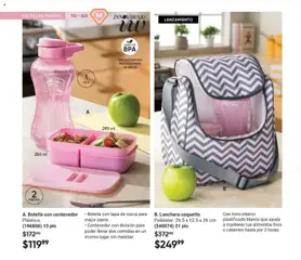 Vista previa de A. Botella con contenedor, Plástico. Botella con tapa de rosca para mejor cierre. Contenedor con división para poder llevar dos comidas en un mismo lugar sin mezclar., nuevo folleto de la tienda, válido en México a partir del 02.04.2026 | Página: 10