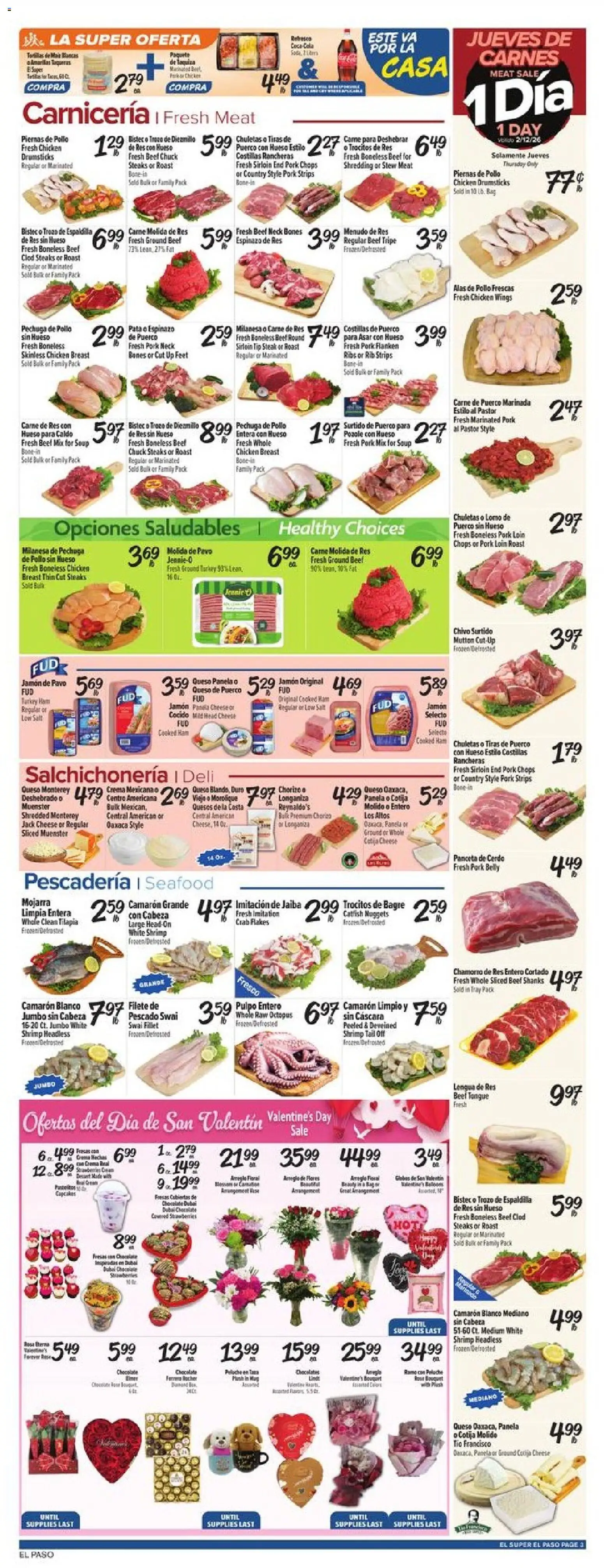 El Super Weekly Ad - TX - valid from 11.02.2026 | Page: 3 | Products: Ham, Pork, Flakes, Seafood