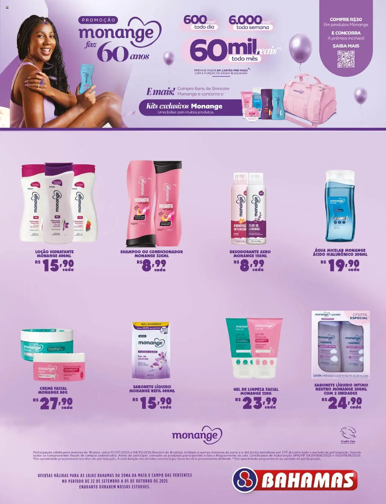 Bahamas Supermercados Folheto - válido de 22.09.2025 | Página: 11 | Produtos: Água micelar, Saquê, Creme, Sabonete