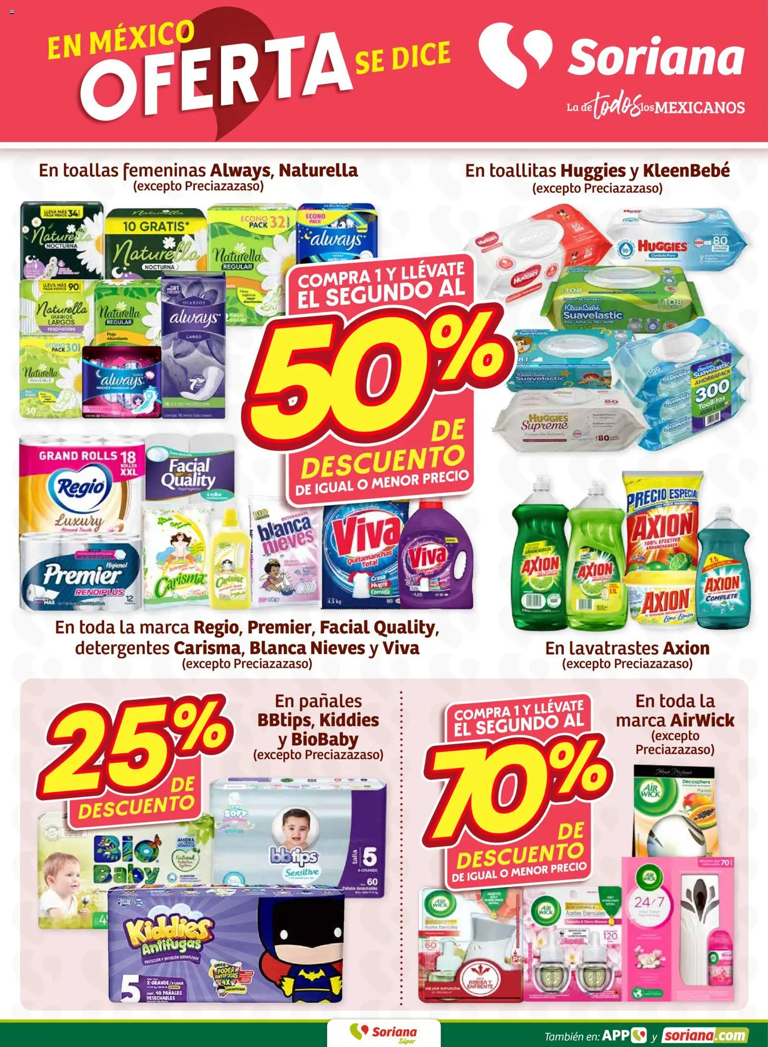 Nuevas ofertas de Soriana válidas en toda la República Mexicana desde el 12.03.2026. ¡Encuentra las mejores ofertas en Soriana - Fin de Semana Súper: Tamaulipas (excepto Cd. Victoria y Tampico)! | Página: 6 | Productos: Quitamanchas, Pañales, Toallas