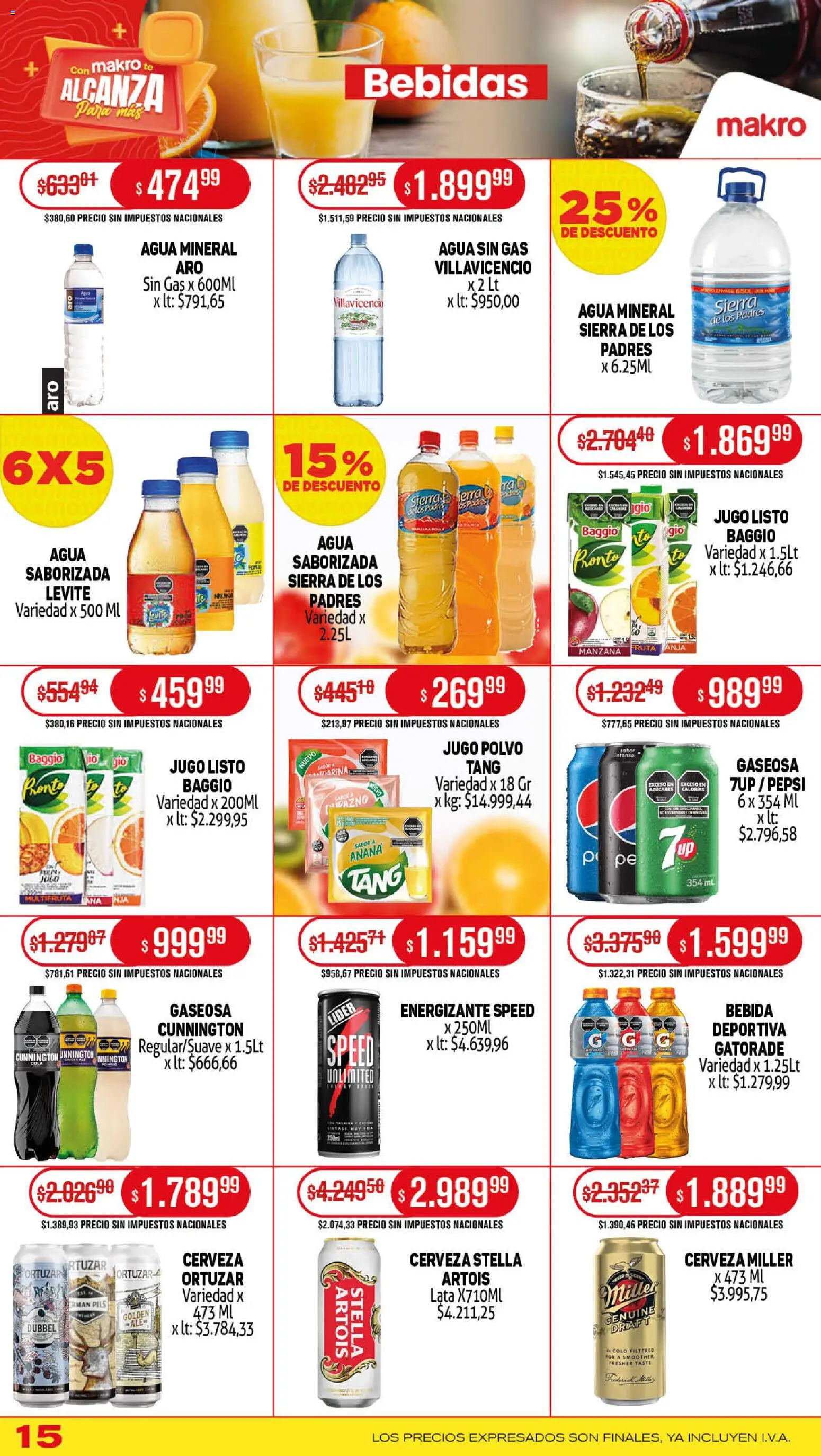 Makro ofertas │ válido desde el 13.11.2025 | Página: 15 | Productos: Polvo, Agua, Jugo, Sierra