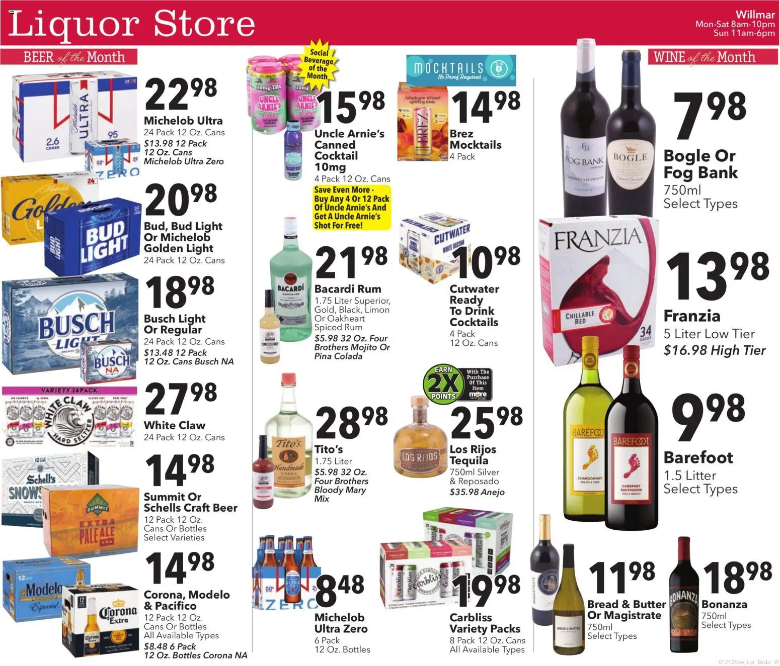 Cash Wise Liquor Ad - valid from 21.01.2026 | Page: 1 | Products: Bread, Wine, Beer, Vodka