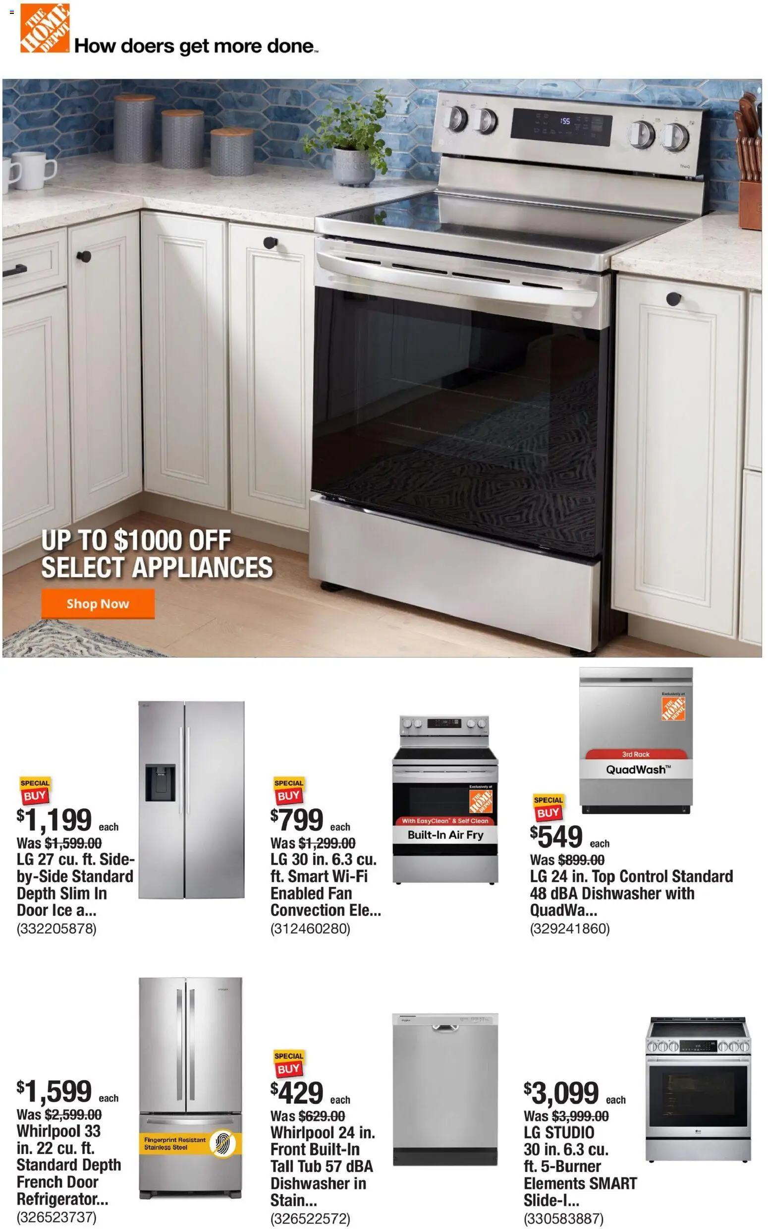 Home Depot Weekly Ad - IL - valid from 08.01.2026 | Page: 1 | Products: Refrigerator, Dishwasher, Fan