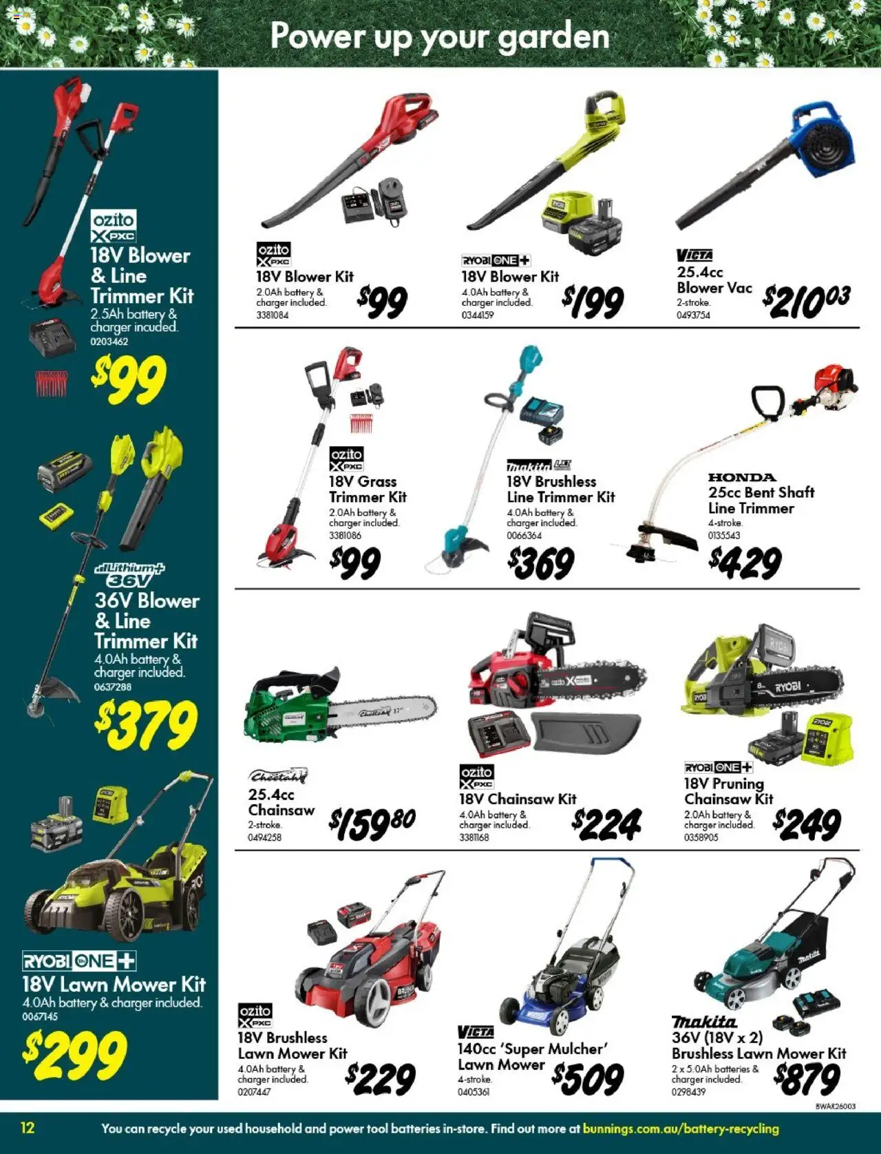 Bunnings Warehouse catalogue - valid from 10.09.2025 | Page: 12 | Products: Battery, Lawn mower, Pruning, Batteries