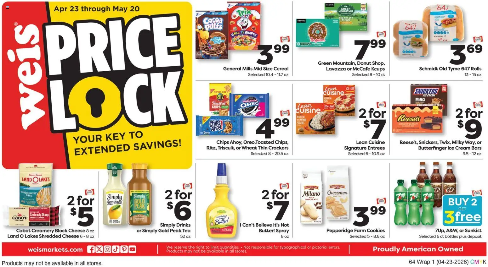 Weis Weekly Circular - NY - valid from 23.04.2026 | Page: 1 | Products: Milk, Chocolate, Tea, Ice cream