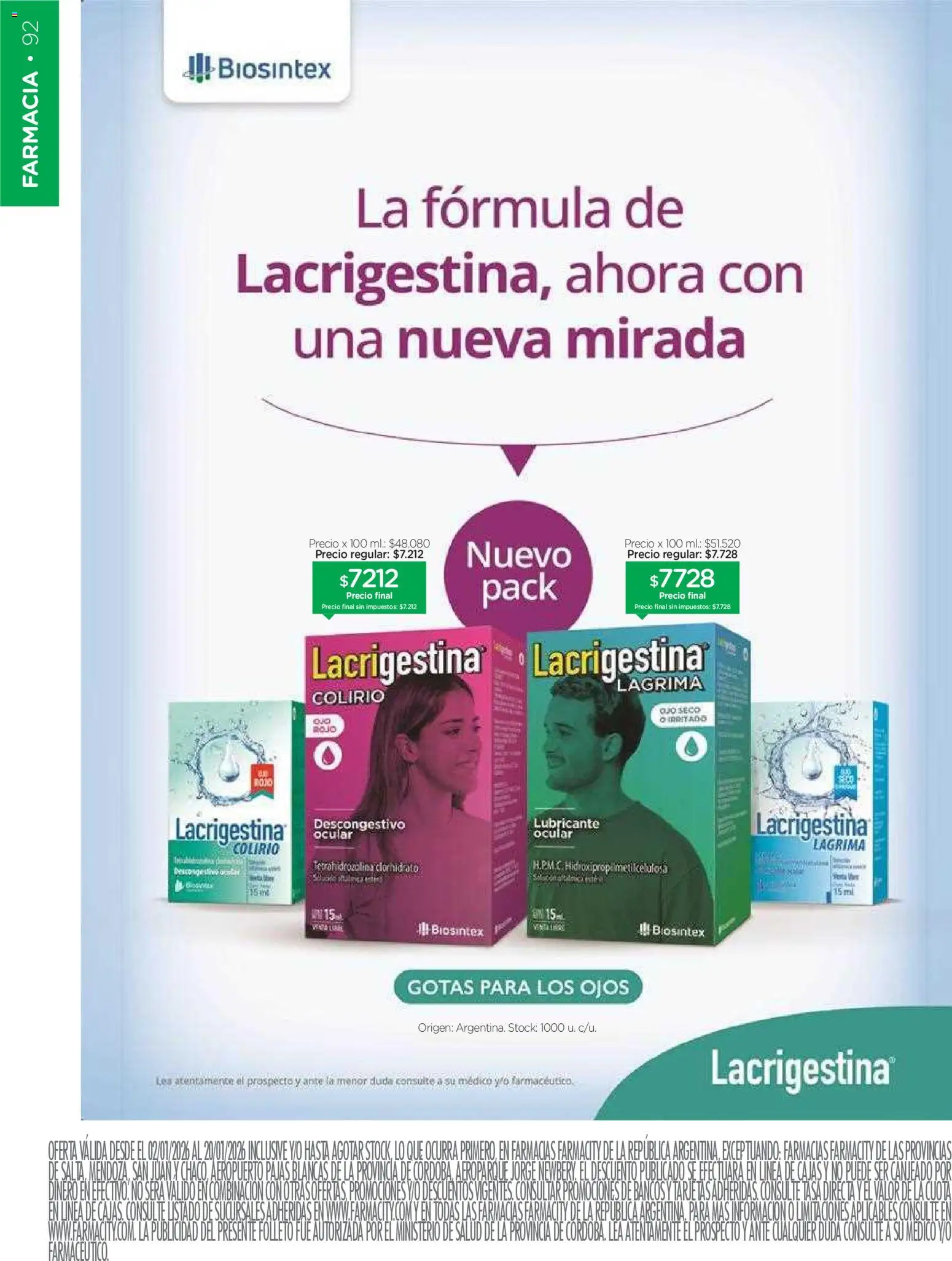 Farmacity catálogo │ válido desde el 02.01.2026 | Página: 92 | Productos: Gotas para los ojos