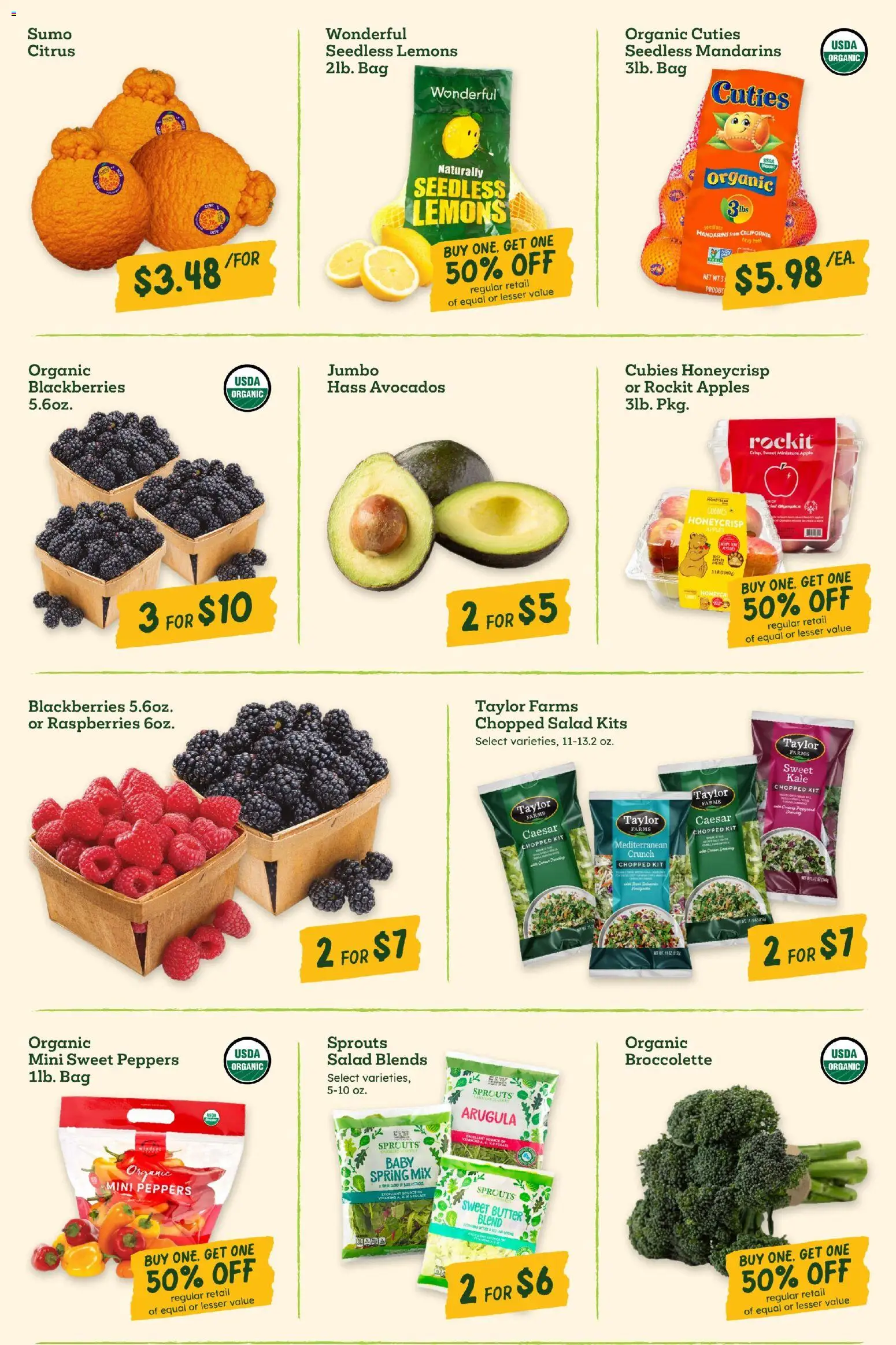 Sprouts Weekly Ad - valid from 25.02.2026 | Page: 7 | Products: Peppers, Kale, Apples, Bag