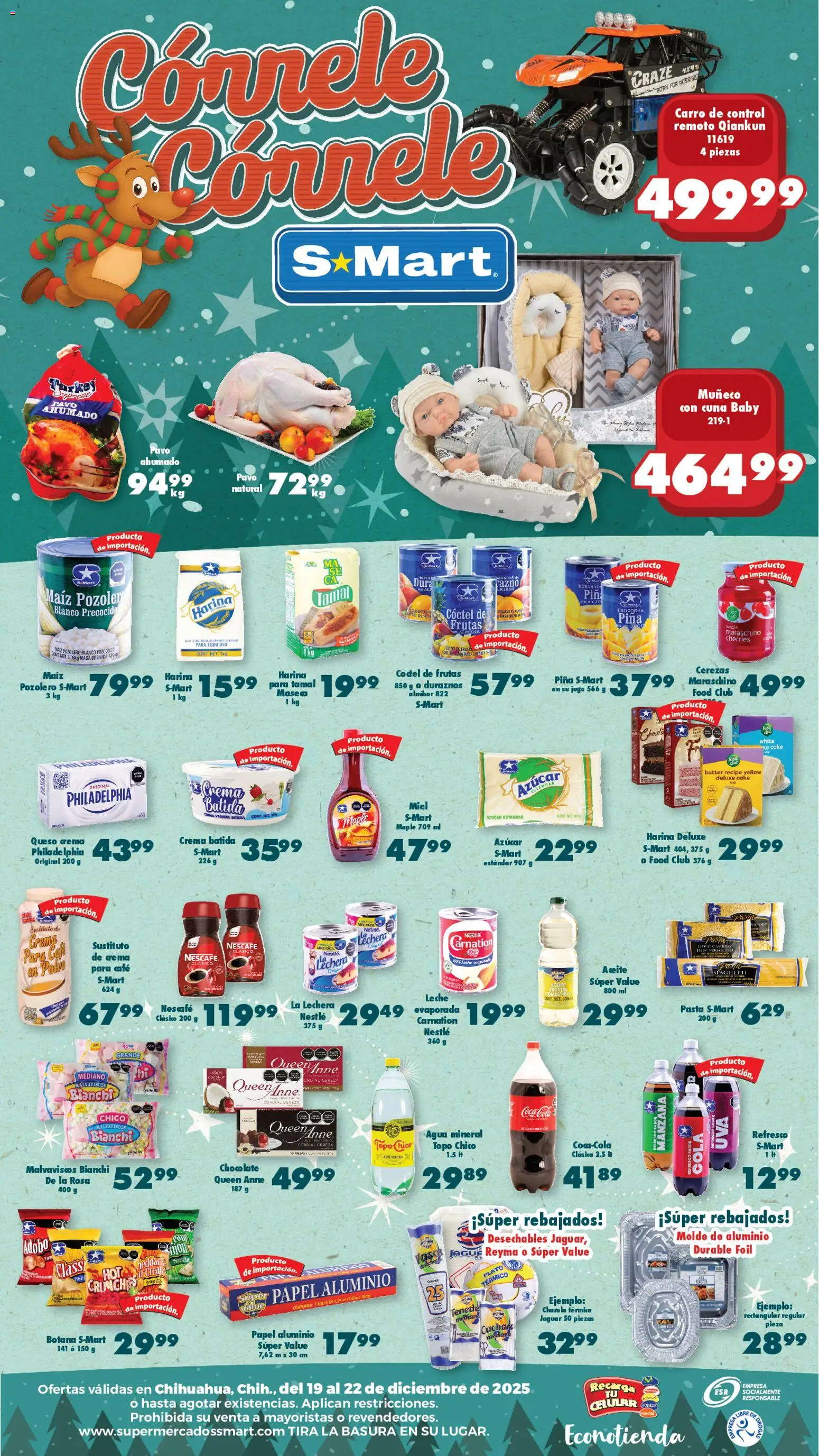 Nuevas ofertas de S-Mart válidas en toda la República Mexicana desde el 19.12.2025. ¡Encuentra las mejores ofertas en S-Mart folleto Chihuahua! | Página: 2 | Productos: Harina, Refresco, Piña, Pasta
