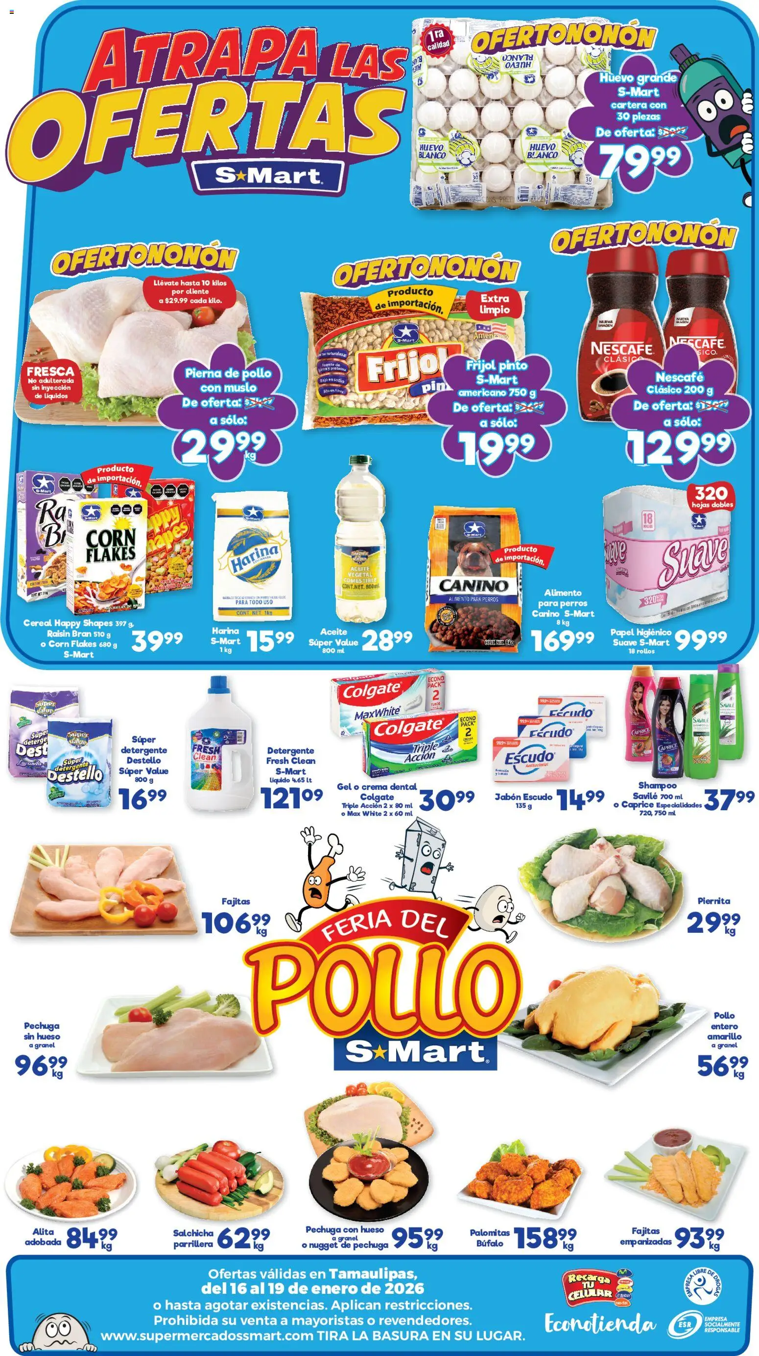 Nuevas ofertas de S-Mart válidas en toda la República Mexicana desde el 16.01.2026. ¡Encuentra las mejores ofertas en S-Mart folleto Ofertas de Feria Reynosa! | Página: 2 | Productos: Salchicha, Crema, Hojuelas, Jabón