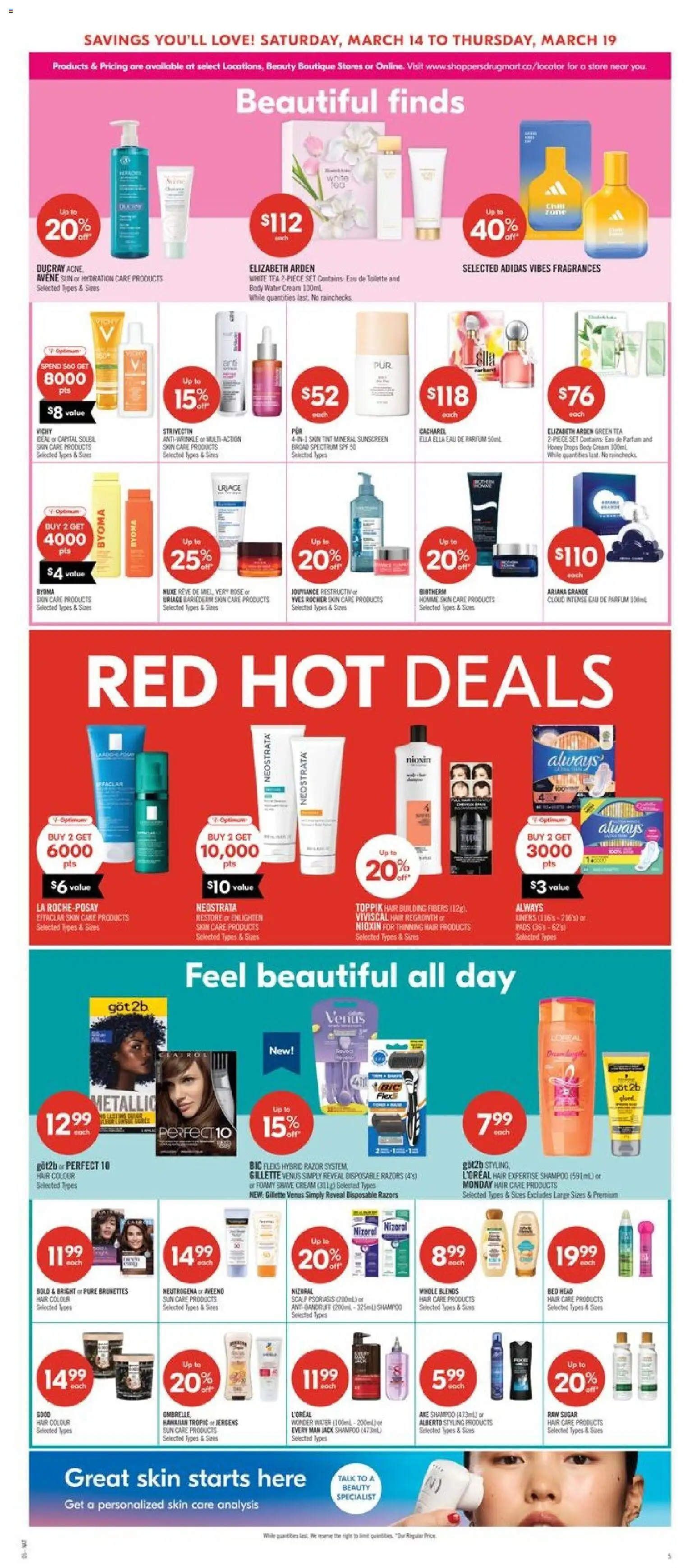 Shoppers flyer valid from 13.03.2026 | Page: 11 | Products: Tea, Cream, Sunscreen, Bed