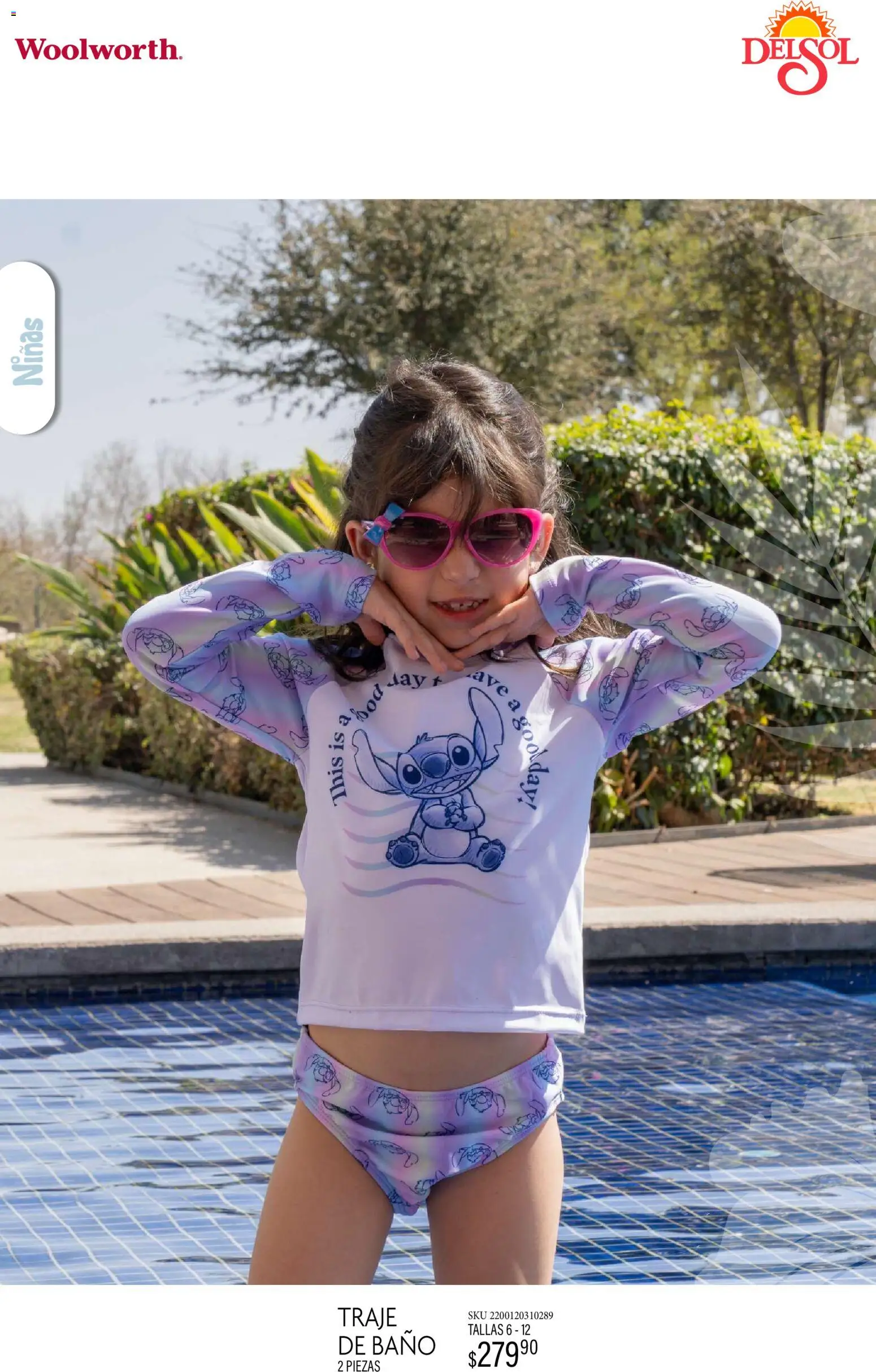 Nuevas ofertas de Del Sol y Woolworth catálogo Luce tus Vacaciones con Stitch válidas en toda la República Mexicana desde el 19.03.2026. ¡Encuentra las mejores ofertas en Del Sol y Woolworth catálogo Luce tus Vacaciones con Stitch! | Página: 6 | Productos: Traje, Baño