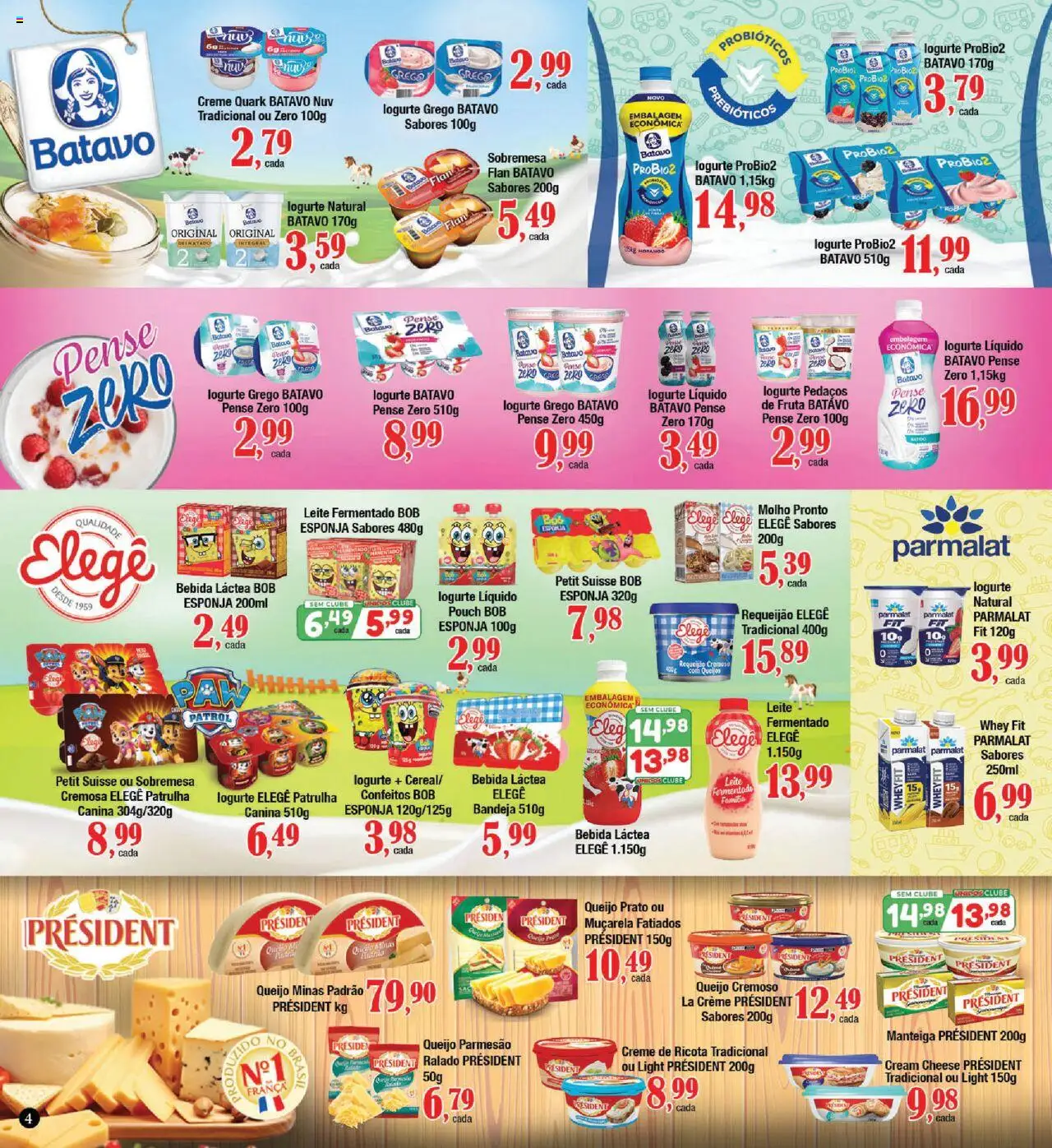 Supermercados Unidos Folheto - válido de 01.10.2025 | Página: 4 | Produtos: Probióticos, Leite, Creme, Queijo parmesão