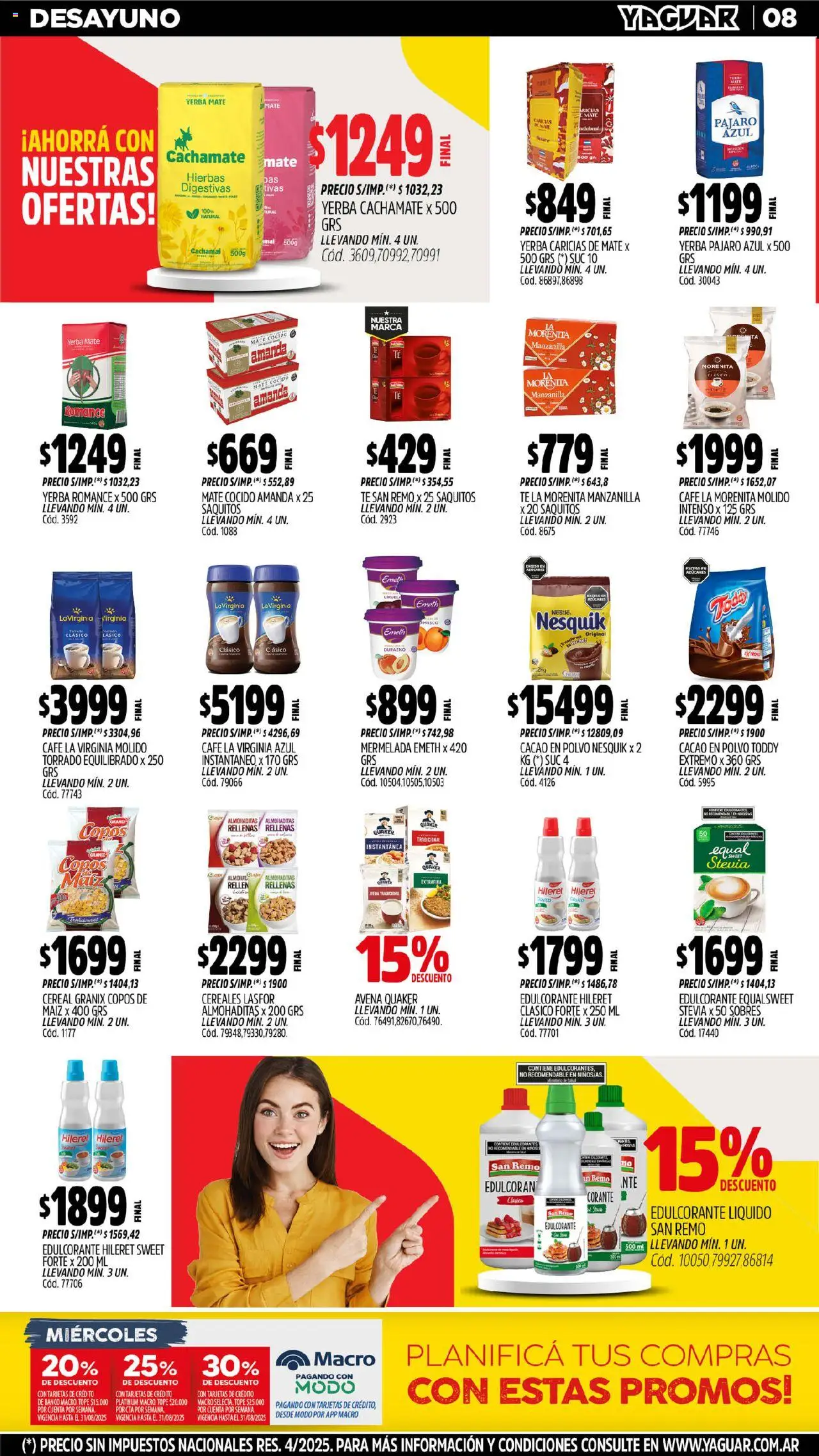 Yaguar - Moreno │ válido desde el 25.08.2025 | Página: 8 | Productos: Baño, Yerba, Polvo, Café