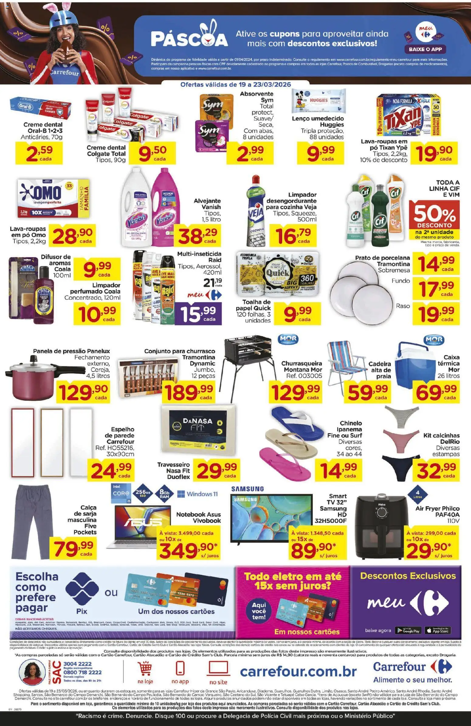 Carrefour Folheto - válido de 19.03.2026 | Página: 3 | Produtos: Pó, Lenço, Cadeira, Churrasqueira
