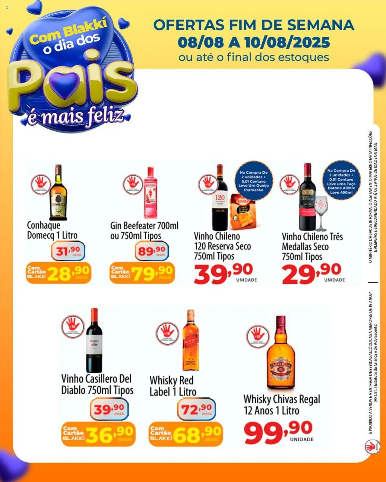 Akki Atacadista Folheto - válido de 08.08.2025 | Página: 5 | Produtos: Conhaque, Whisky red label, Queijo, Parmesão