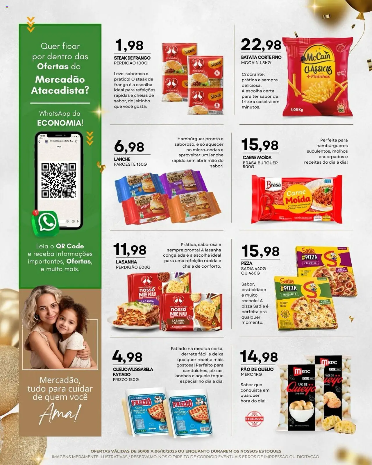 Mercadão Atacadista Folheto - válido de 30.09.2025 | Página: 3 | Produtos: Queijo, Carne, Frango, Pão de queijo