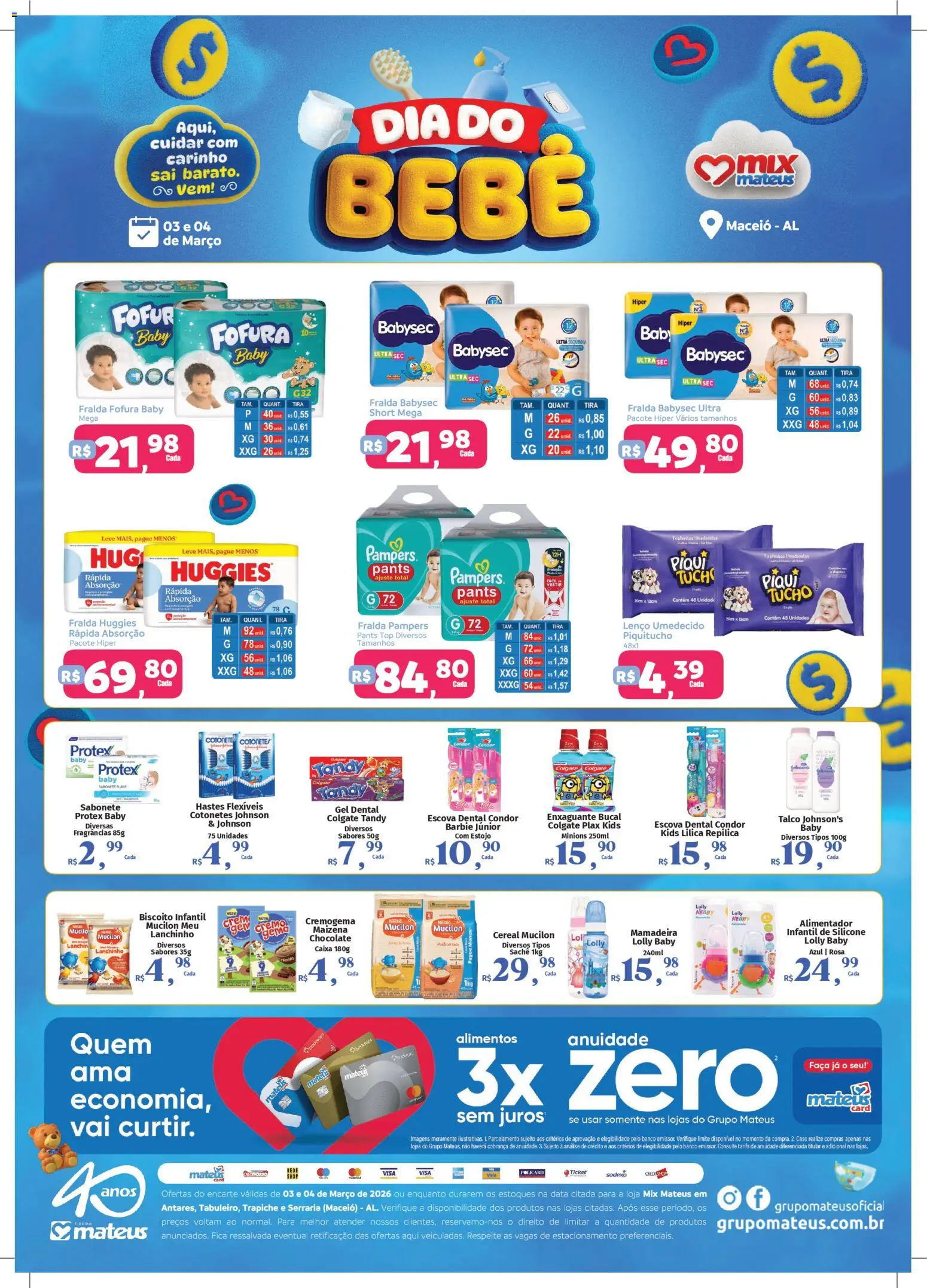 Mateus Folheto - válido de 03.03.2026 | Página: 1 | Produtos: Fralda pampers, Enxaguante bucal, Lenço, Chocolate
