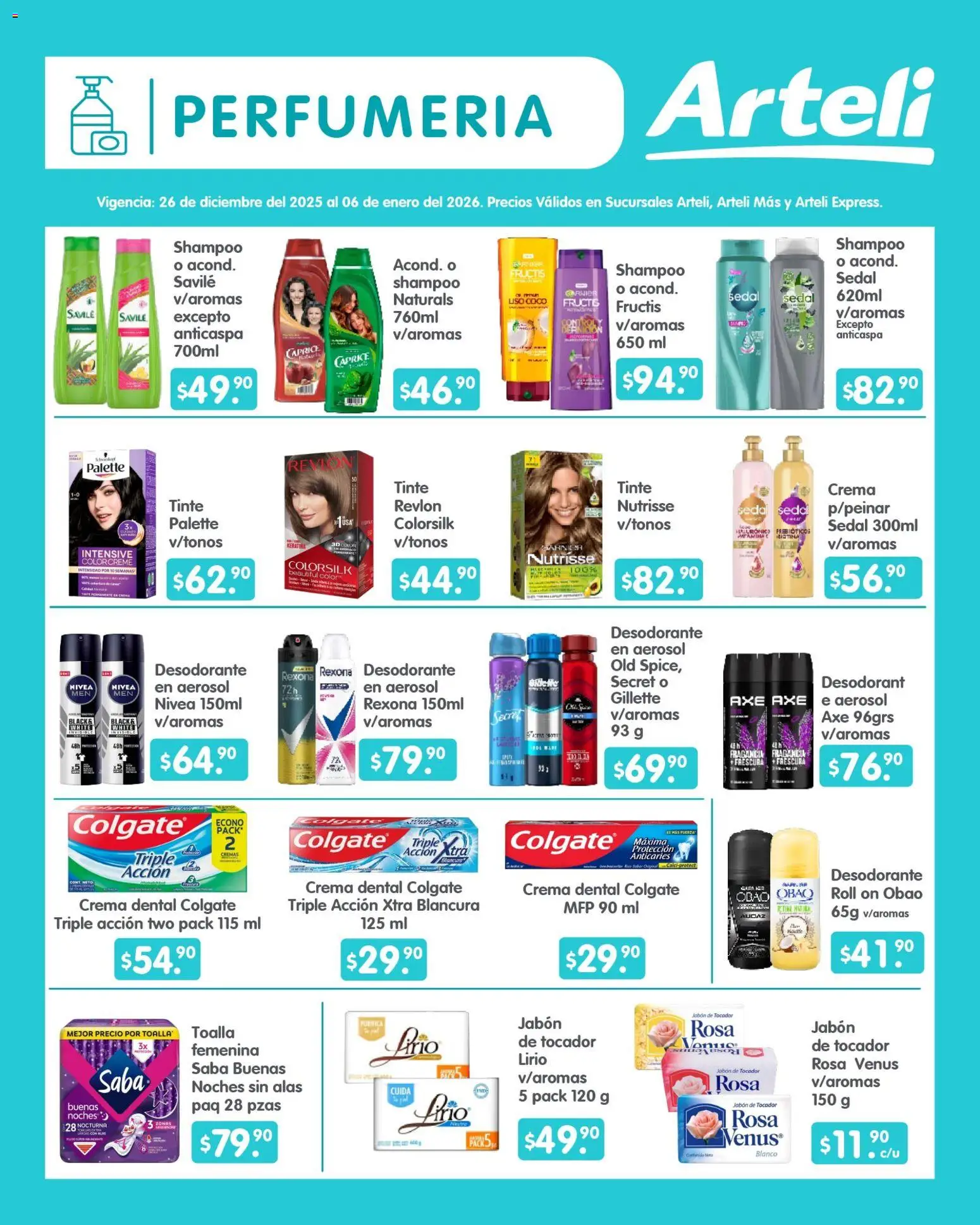 Nuevas ofertas de Arteli válidas en toda la República Mexicana desde el 26.12.2025. ¡Encuentra las mejores ofertas en Arteli folleto Quincenal! | Página: 13 | Productos: Crema, Toalla, Fragancia, Jabón