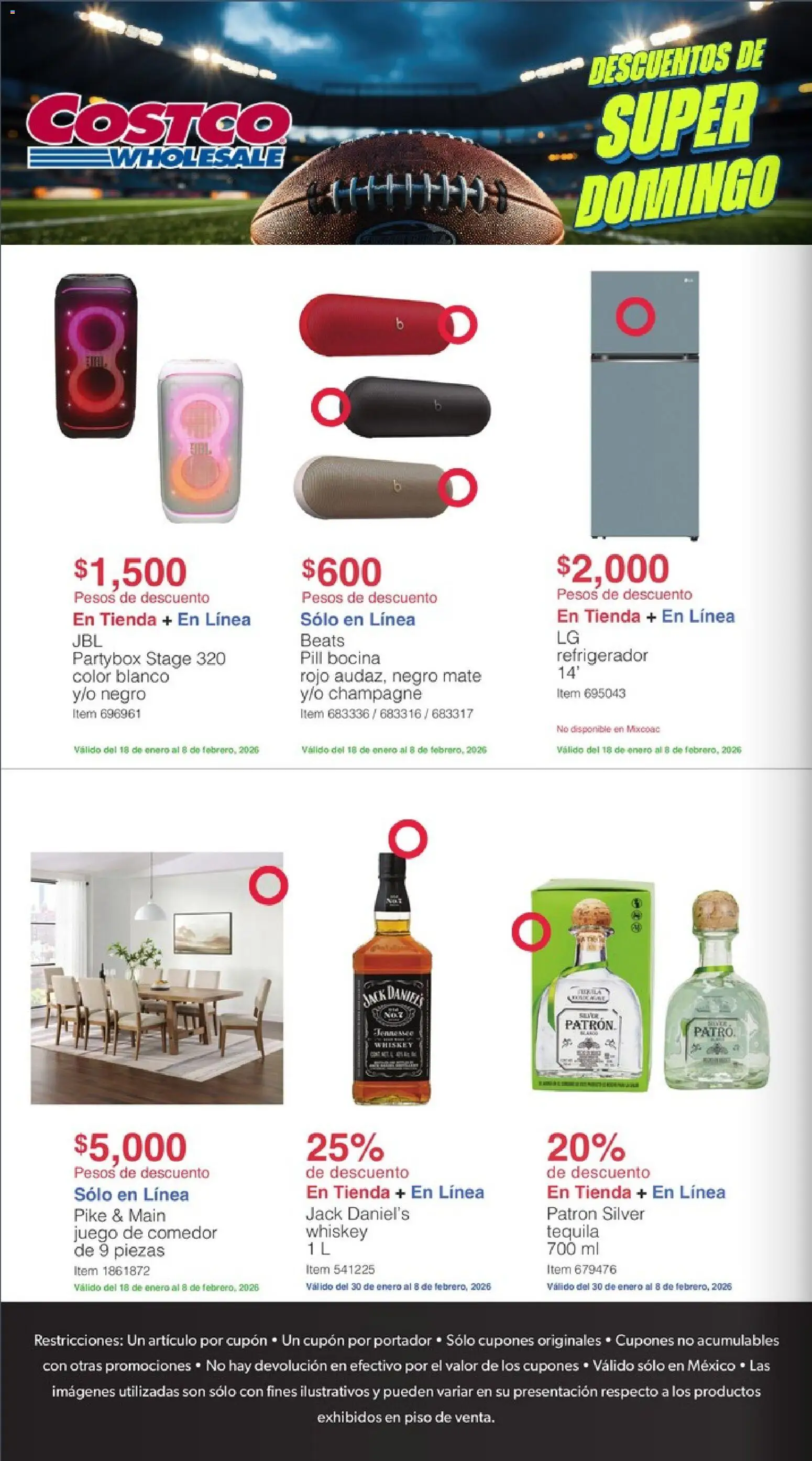 Nuevas ofertas de Costco válidas en toda la República Mexicana desde el 18.01.2026. ¡Encuentra las mejores ofertas en Costco catálogo Super Domingo 2026! | Página: 4 | Productos: Champagne, Juego, Bocina, Mate