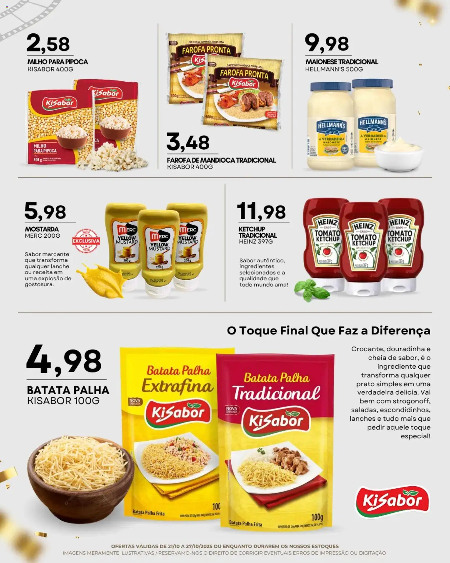 Mercadão Atacadista Folheto - válido de 21.10.2025 | Página: 5 | Produtos: Farinha de mandioca, Ketchup, Batata palha, Pipoca