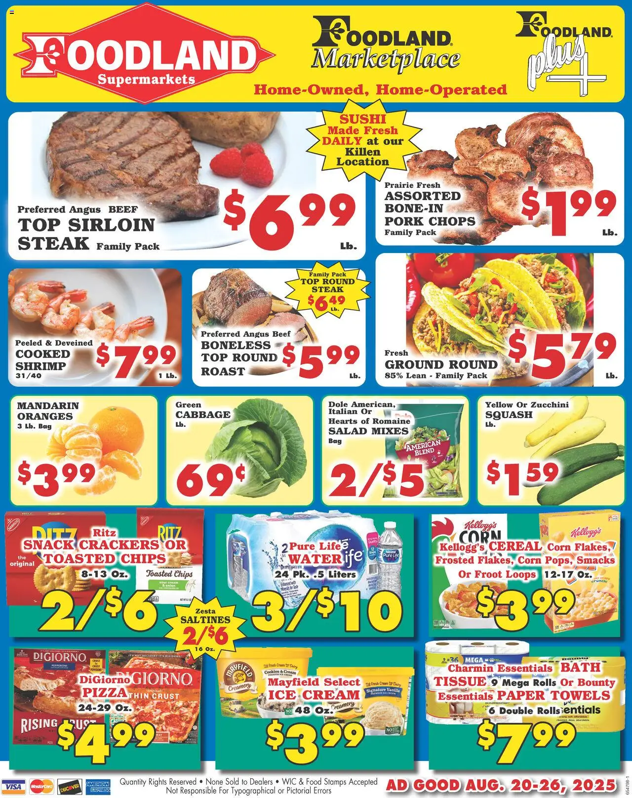 Foodland Weekly Ad - Supermarkets - valid from 20.08.2025 | Page: 1 | Products: Bath, Pork, Cookies, Salad