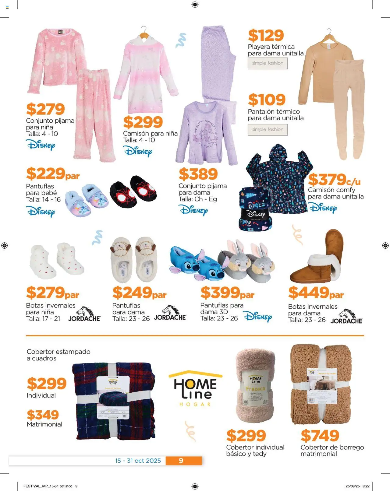 Nuevas ofertas de Chedraui válidas en toda la República Mexicana desde el 15.10.2025. ¡Encuentra las mejores ofertas en Chedraui - Folleto Nuestras marcas propias ! | Página: 9 | Productos: Pantuflas, Cobertor, Playera, Conjunto