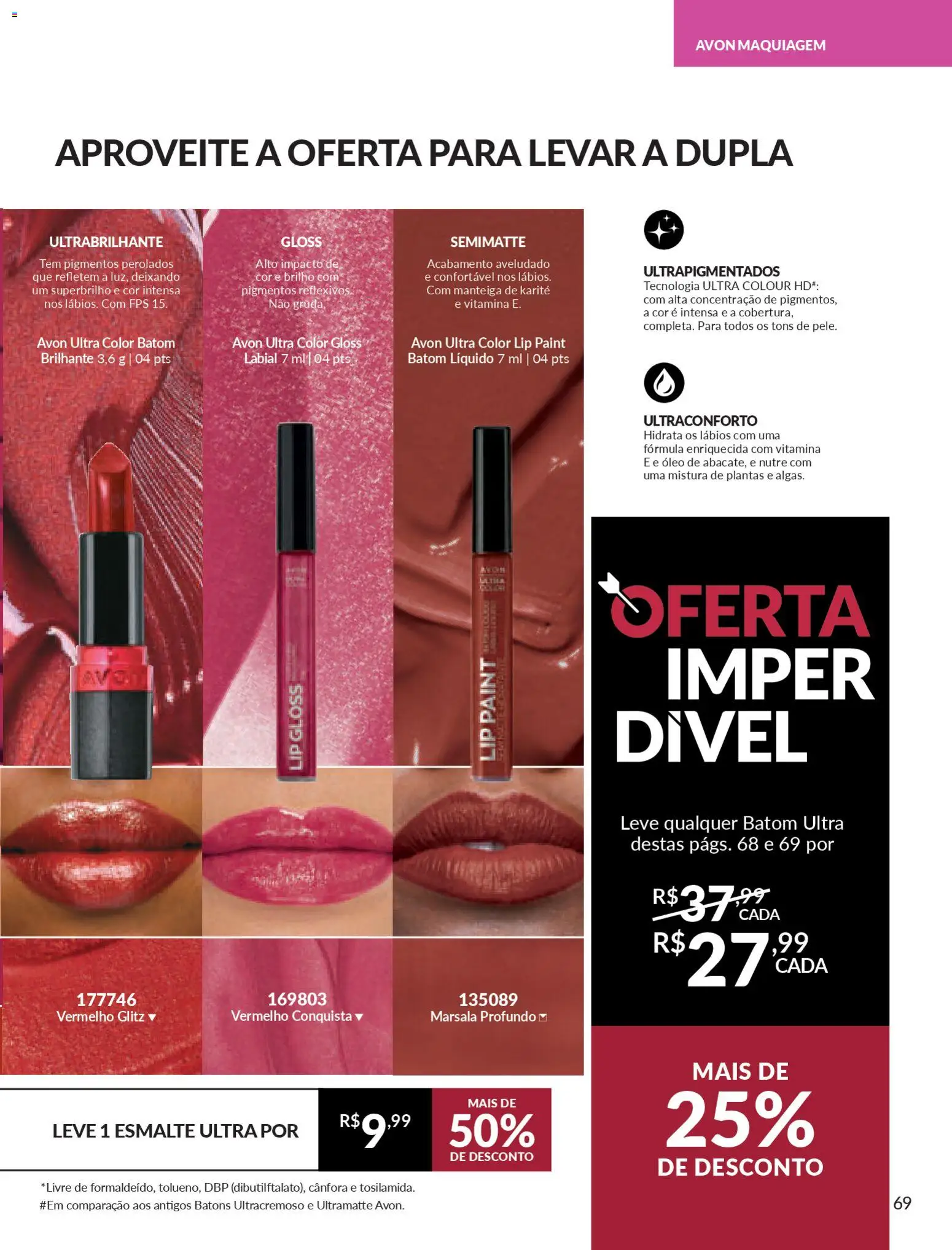 Avon Folheto - válido de 21.11.2025 | Página: 69 | Produtos: Maquiagem, Batom, Manteiga, Óleo