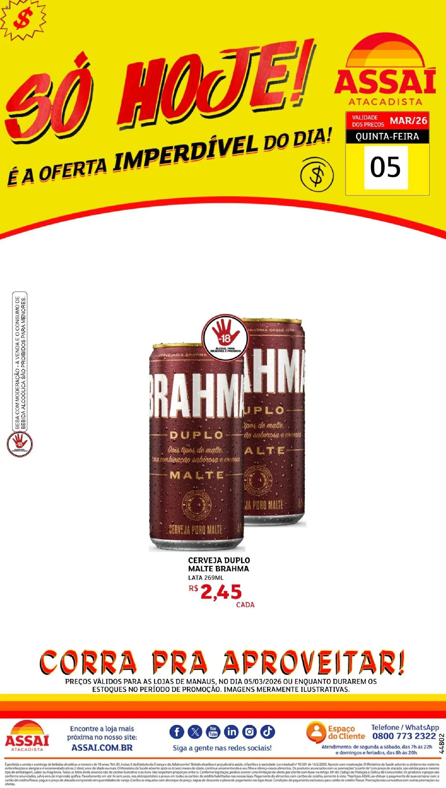 Assaí Atacadista Folheto - válido de 05.03.2026 | Página: 1 | Produtos: Cerveja, Pneus, Base, Bebida