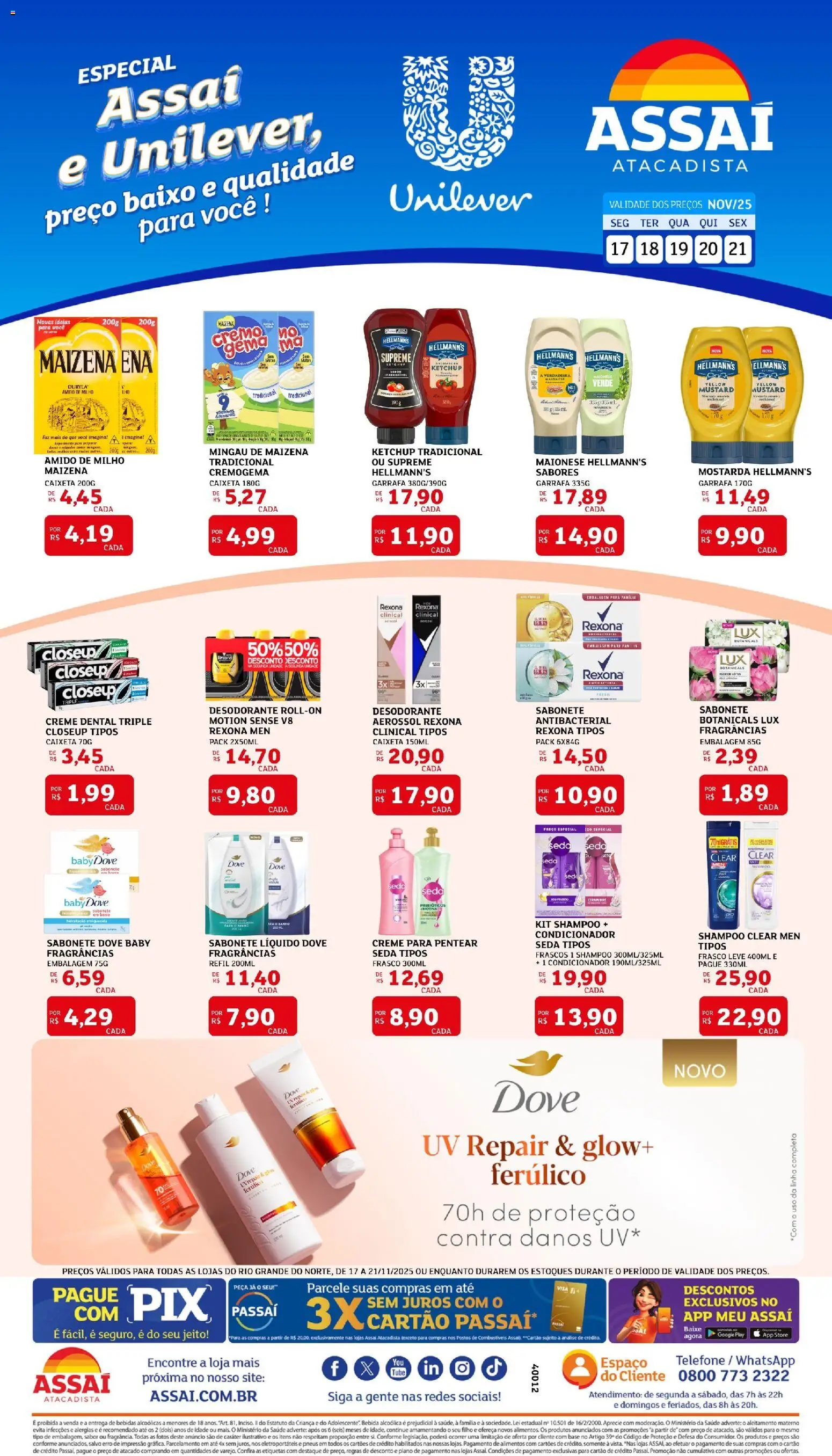 Assaí Atacadista Folheto - válido de 17.11.2025 | Página: 1 | Produtos: Desodorante, Pneus, Sabonete, Creme dental