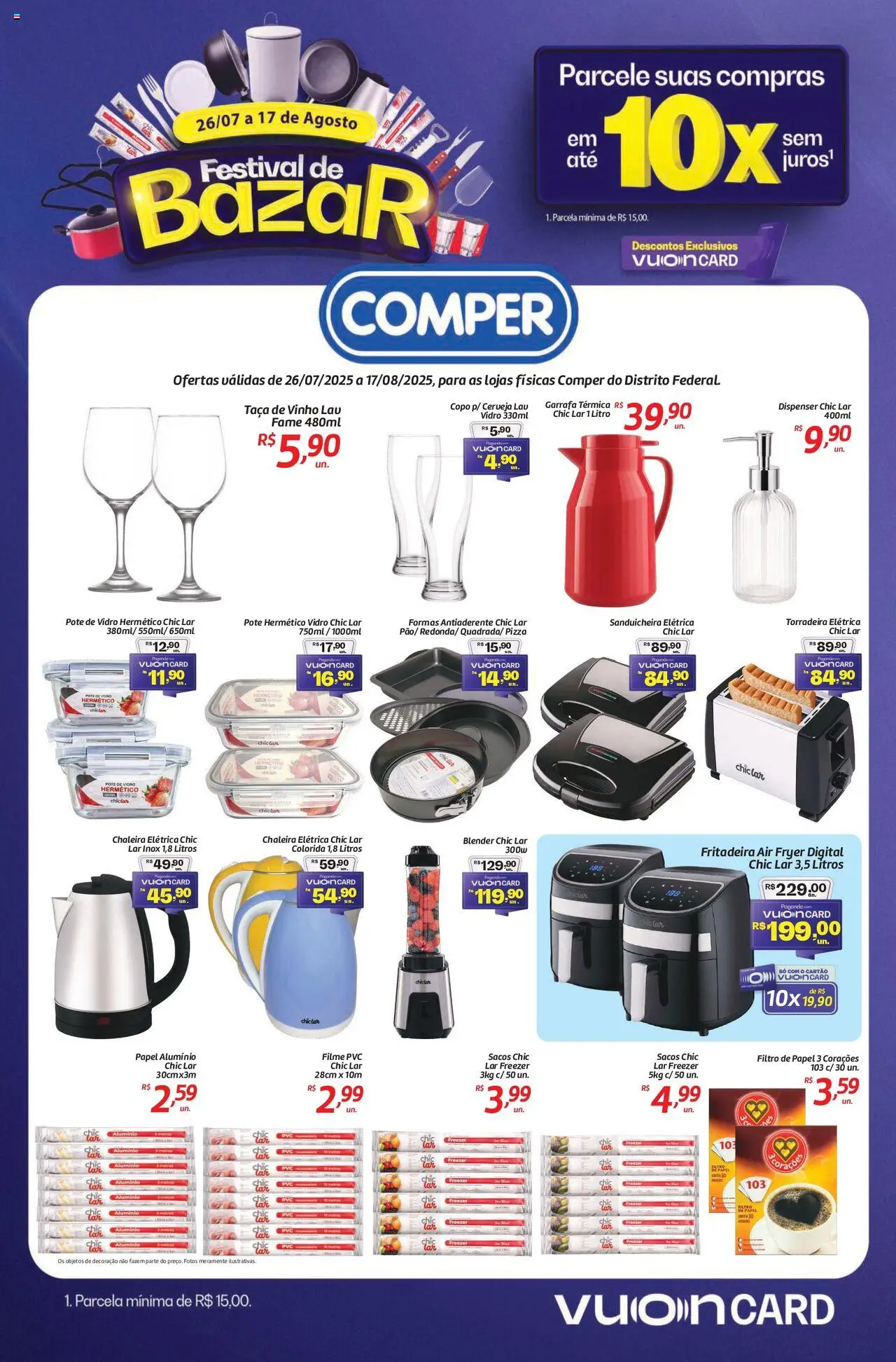 Comper Folheto - válido de 26.07.2025 | Página: 1 | Produtos: Filtro de papel, Garrafa térmica, Pizza, Vídeo