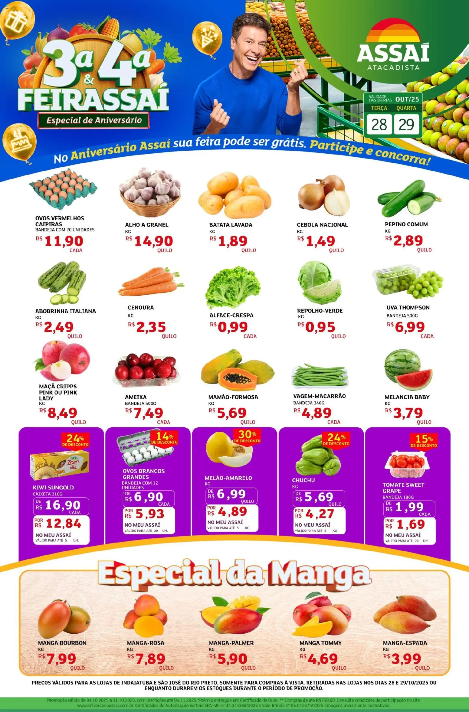 Assaí Atacadista Folheto - válido de 28.10.2025 | Página: 1 | Produtos: Melancia, Ovos, Bourbon, Ameixa