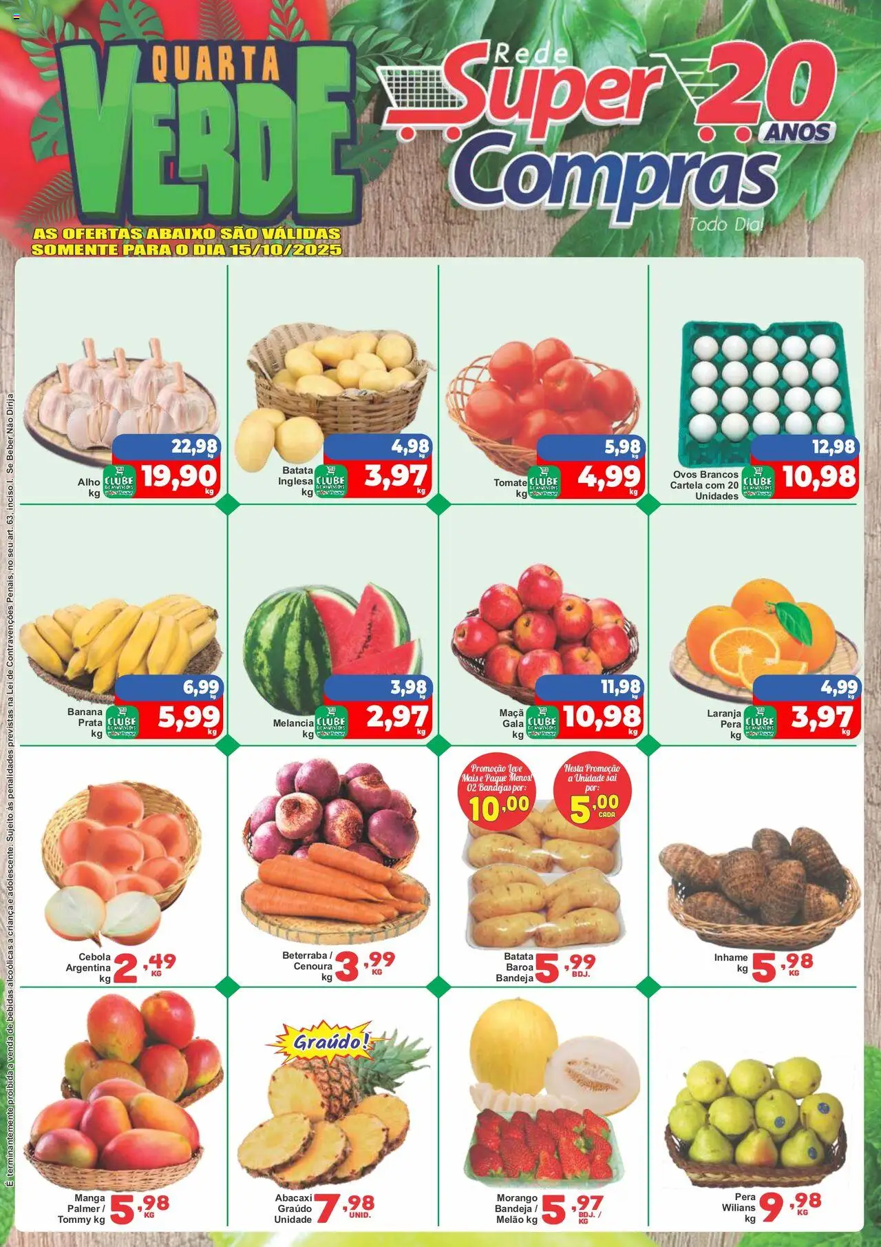 Rede Super Compras Folheto - válido de 15.10.2025 | Página: 1 | Produtos: Melancia, Melão, Inhame, Ovos