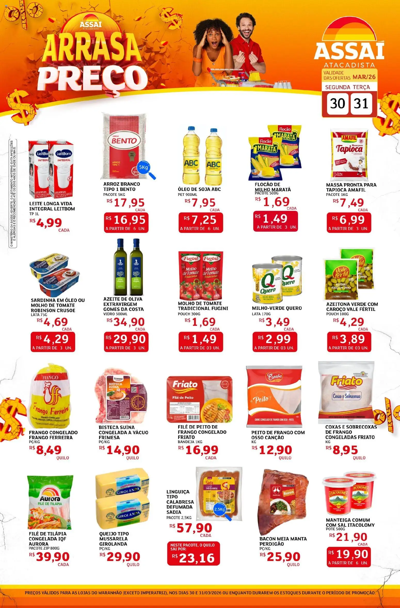 Assaí Atacadista Folheto - válido de 30.03.2026 | Página: 1 | Produtos: Queijo, Friato, Carne, Mussarela