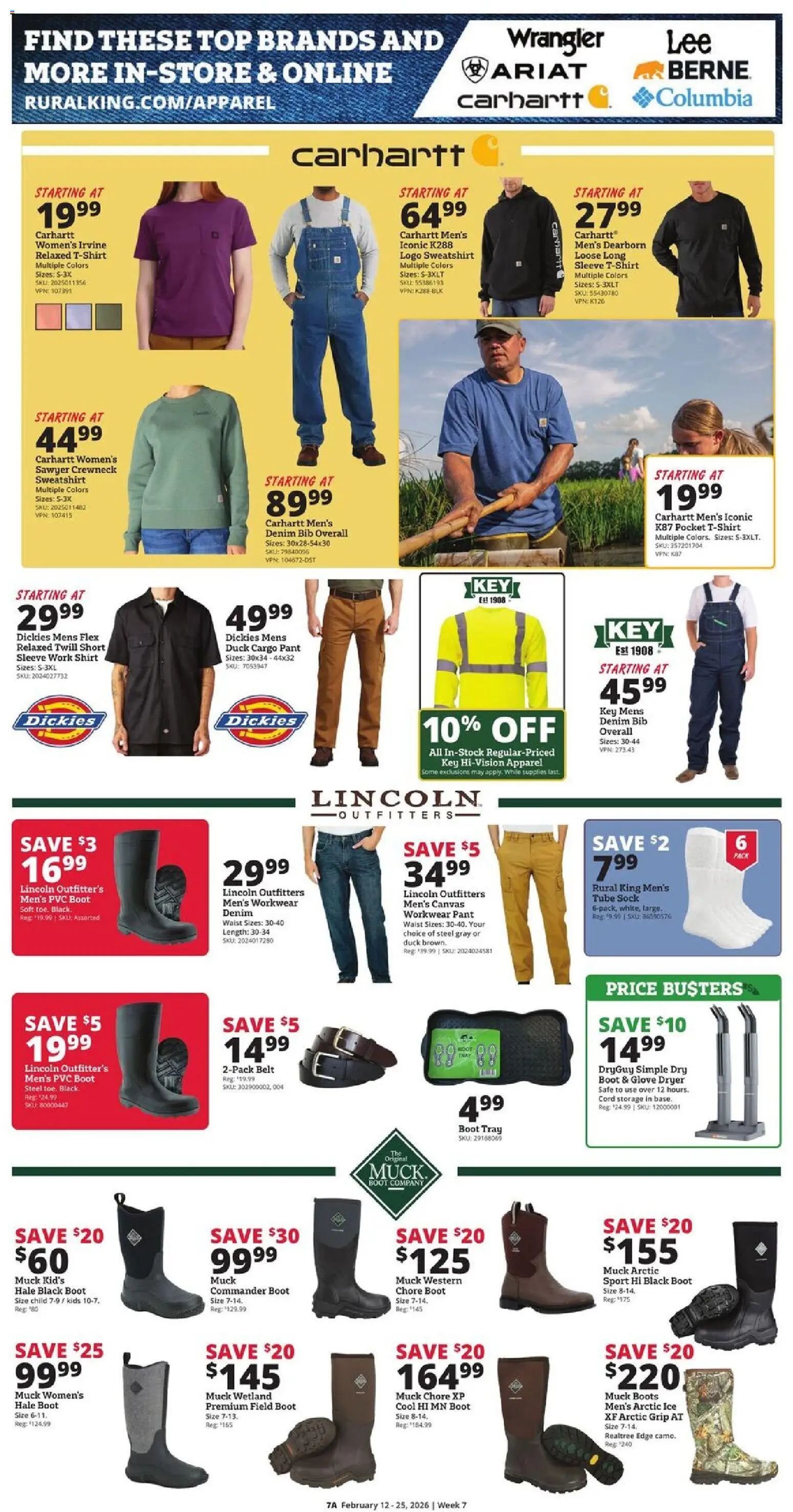 Rural King Weekly Ad - valid from 12.02.2026 | Page: 7 | Products: Workwear, Canvas, Belt, Dryer