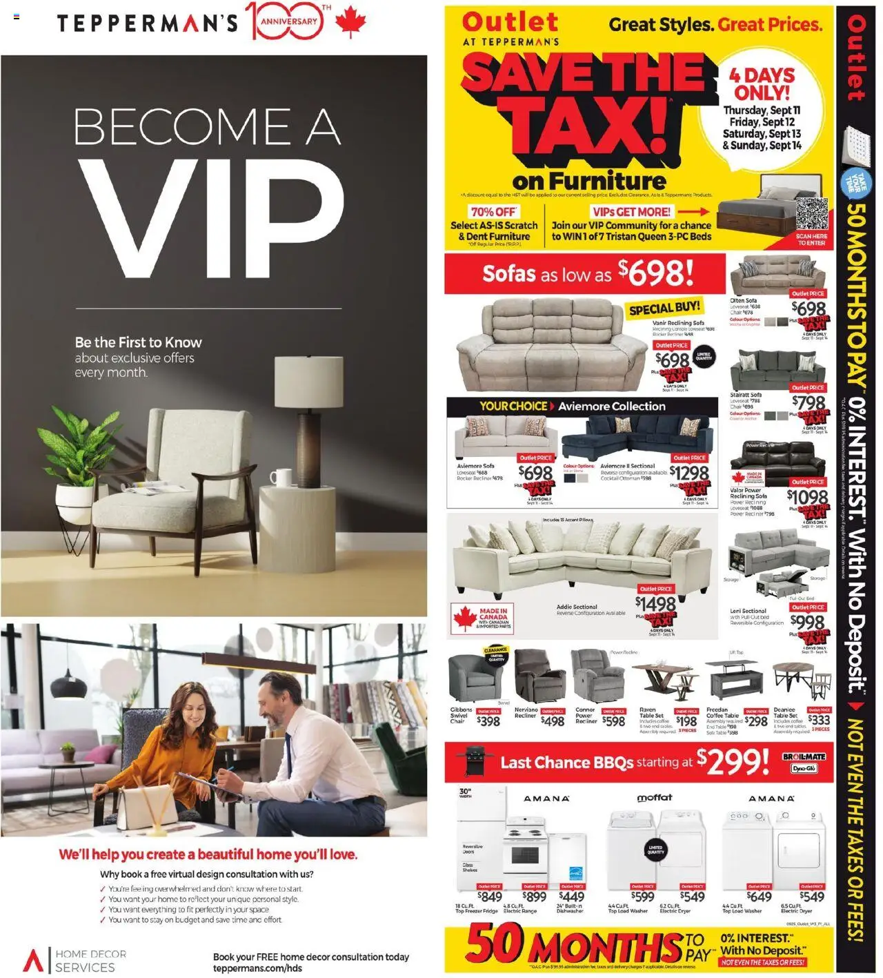 Tepperman's flyer valid from 11.09.2025 | Page: 15 | Products: Freezer, Sofa, Coffee table, Chair