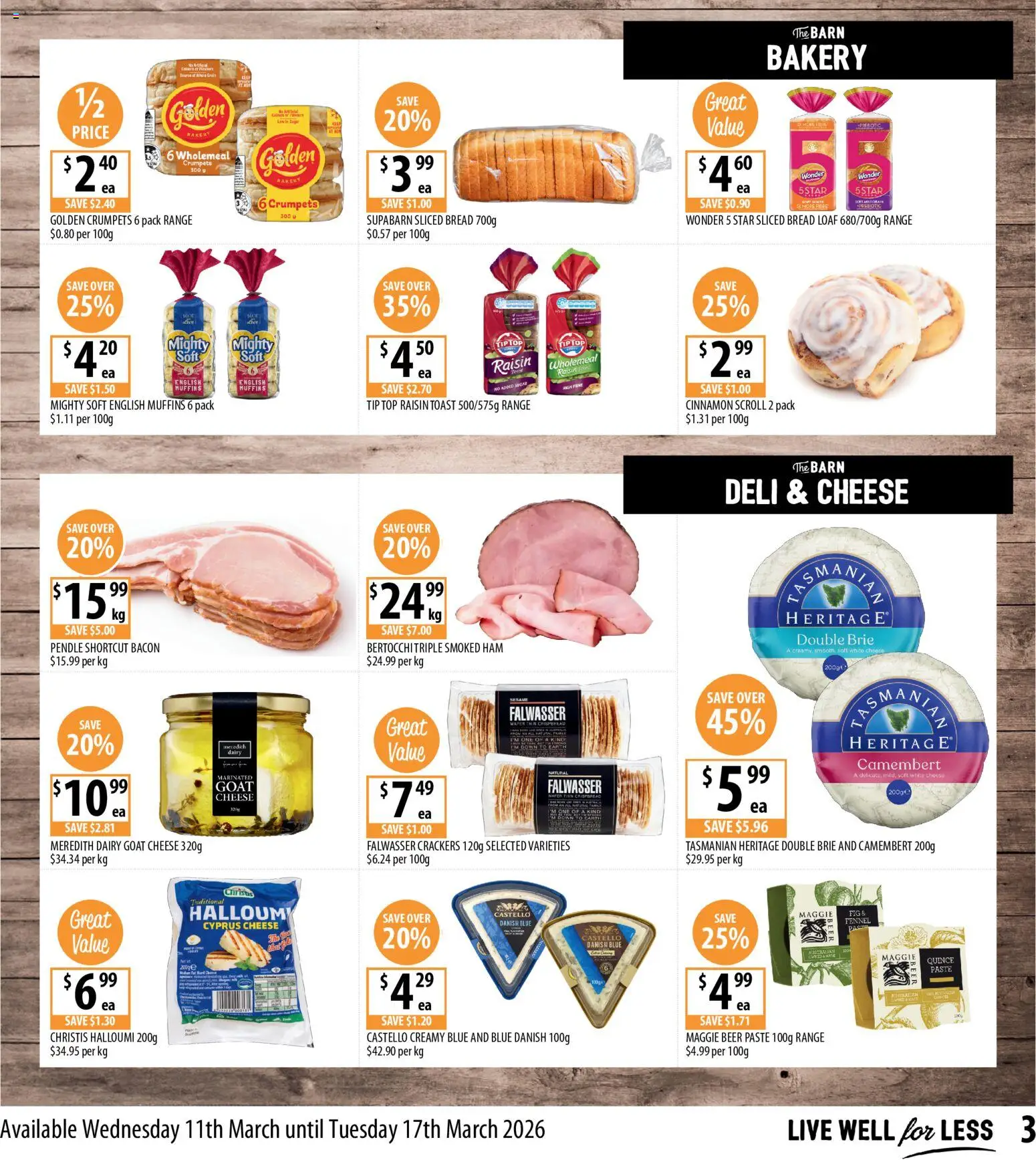 Supabarn catalogue - valid from 11.03.2026 | Page: 3 | Products: Crackers, Crumpets, Dairy, Cheese