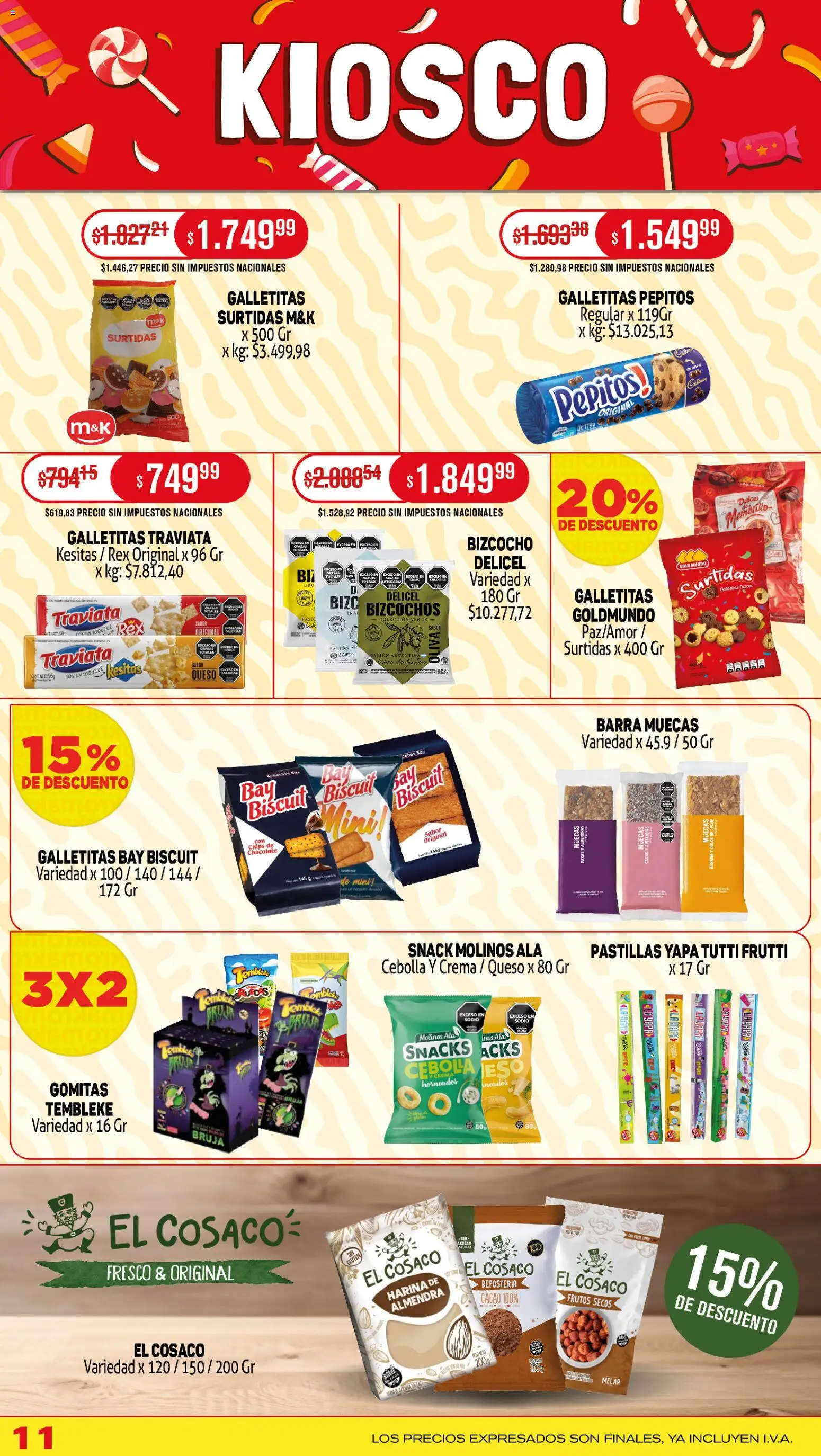 Makro ofertas │ válido desde el 02.01.2026 | Página: 11 | Productos: Galletitas, Gomitas, Almendras, Cebolla