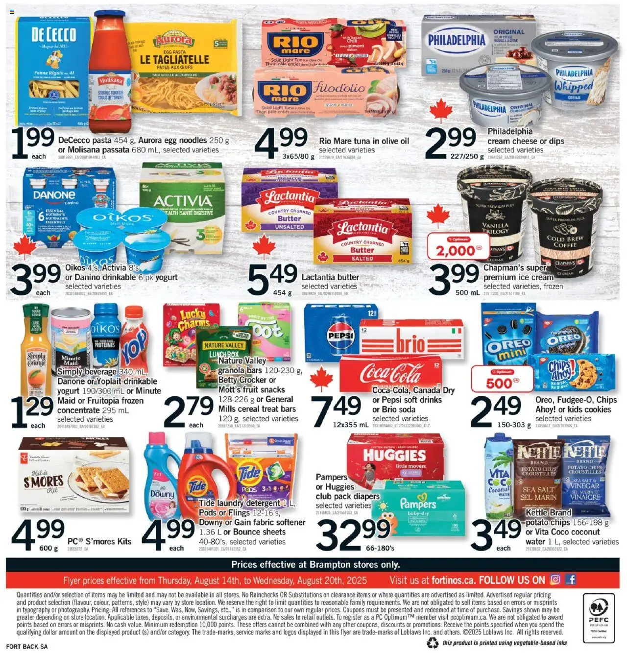 Fortinos flyer valid from 14.08.2025 | Page: 2 | Products: Noodles, Pasta, Cookies, Coffee