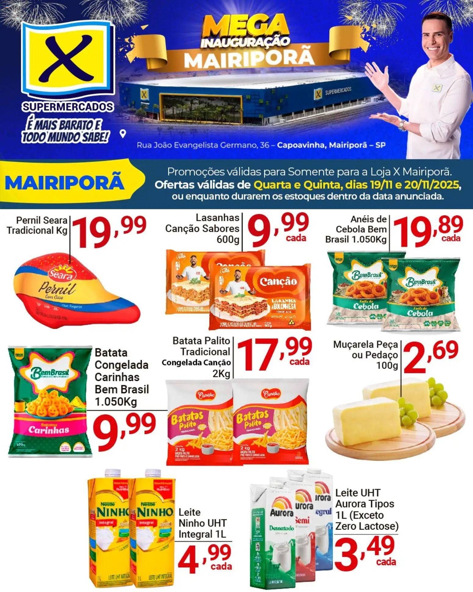 X Supermercados Folheto - válido de 19.11.2025 | Página: 2 | Produtos: Cebola, Pernil, Leite, Muçarela
